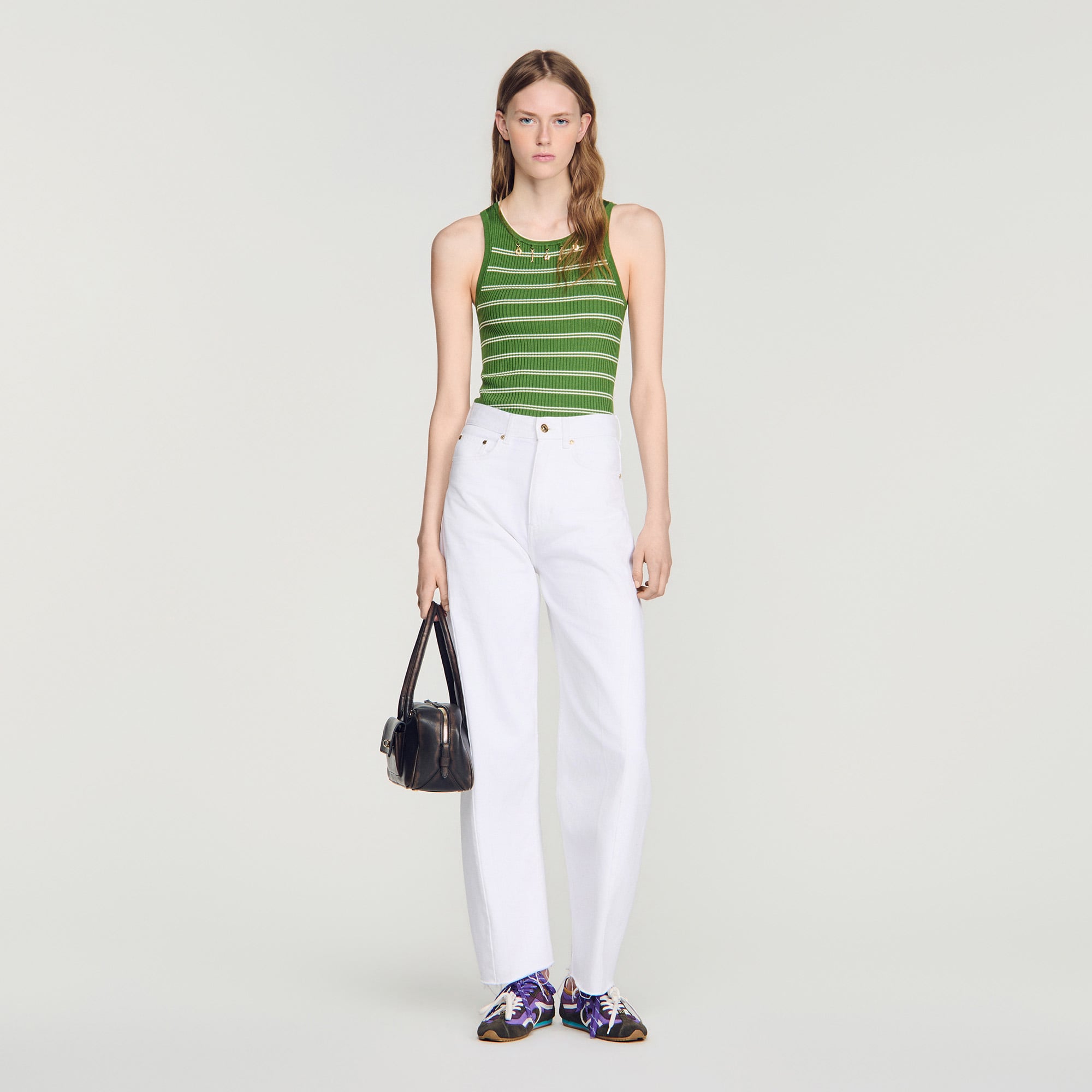 Striped tank top with charms
