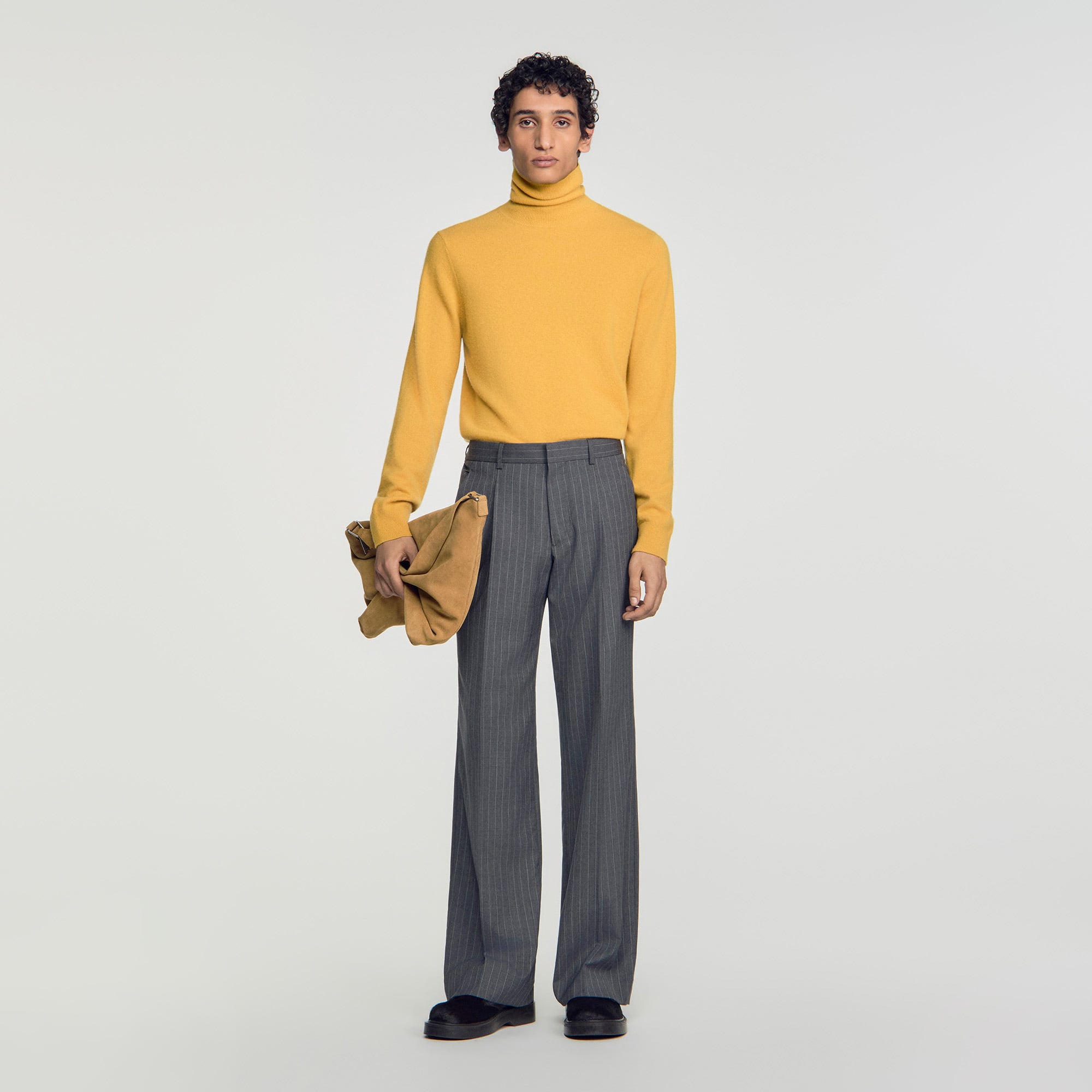 Wide-leg wool suit trousers