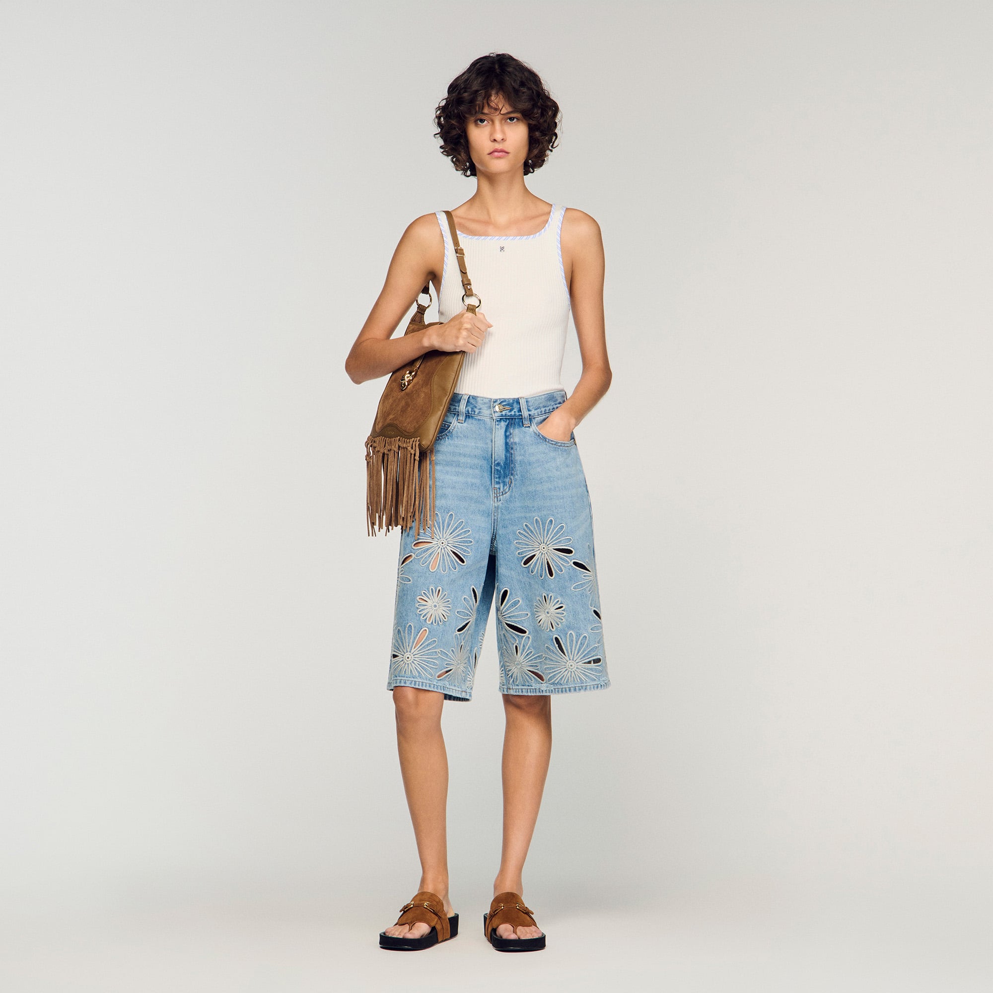 Sandro viscose Rib knit vest top with Sandro tag