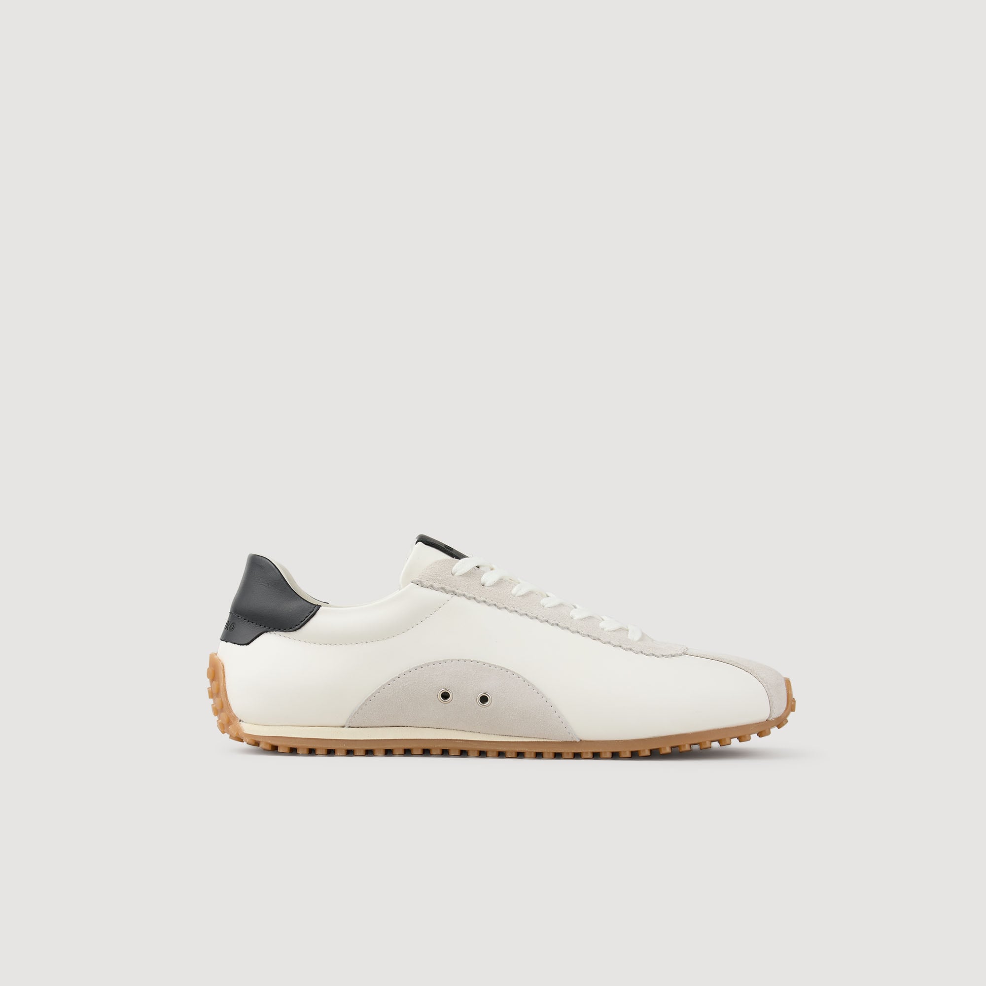 Sandro leather Leather and suede running sneakers, with studded soles and laces