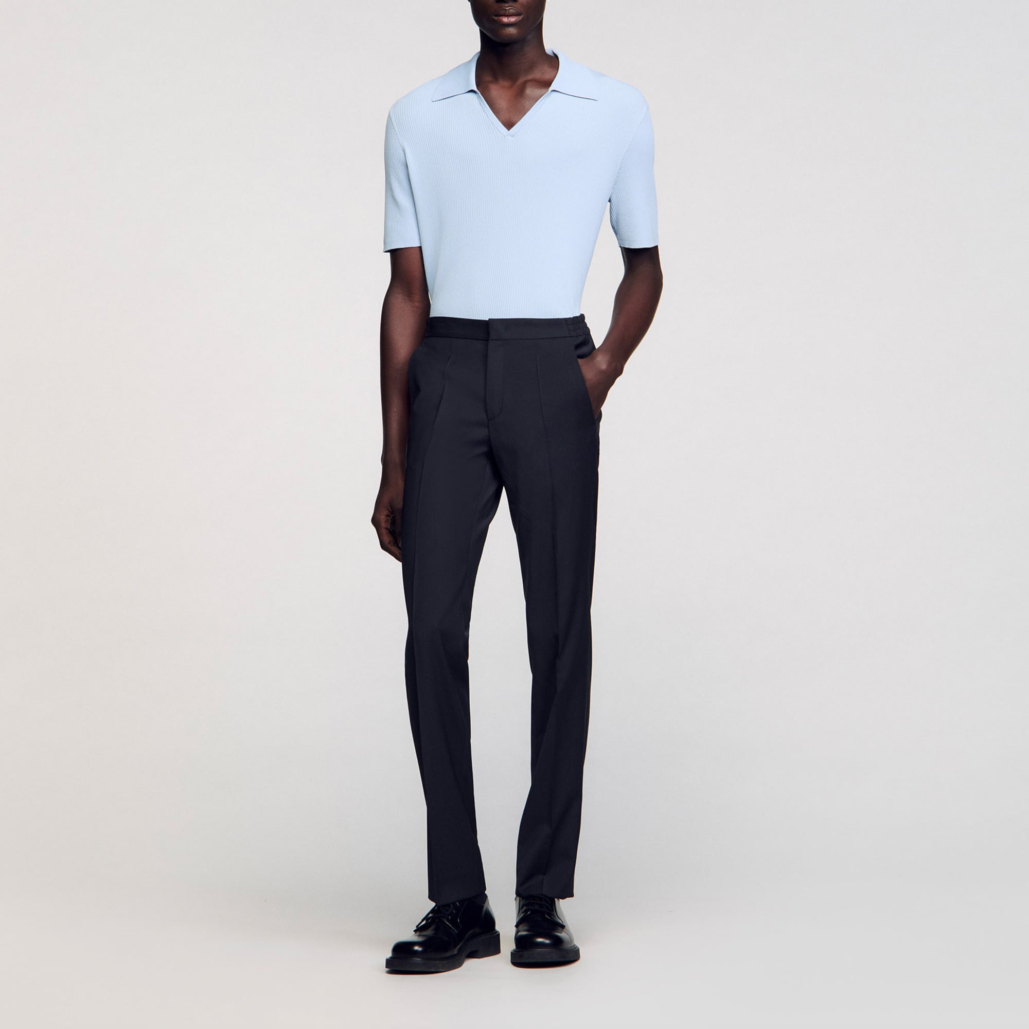 Sandro wool Trousers with elasticated sides and drawstring, side and back pockets