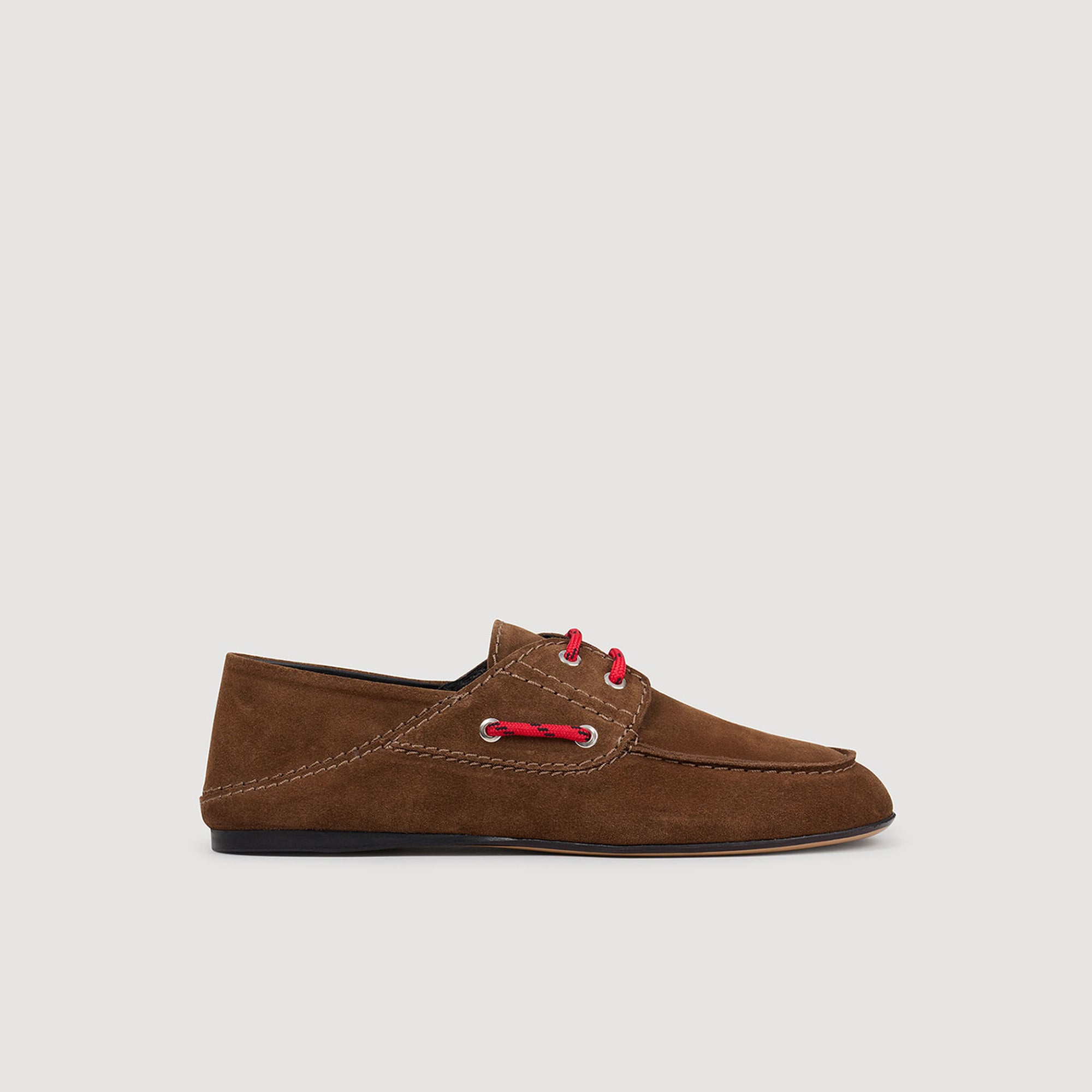 Sandro leather Suede boat shoes with decorative drawstring laces