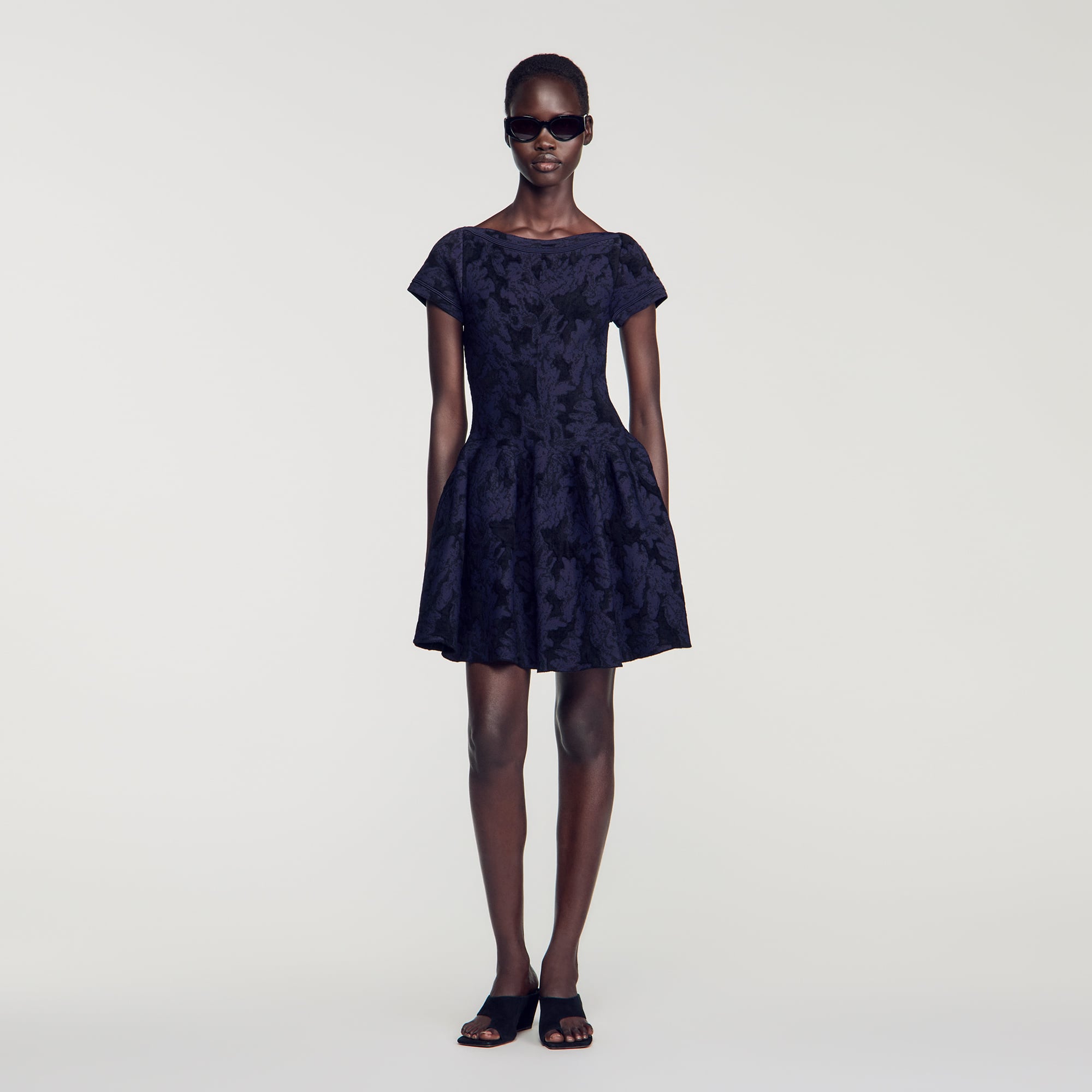 Floral jacquard knit dress