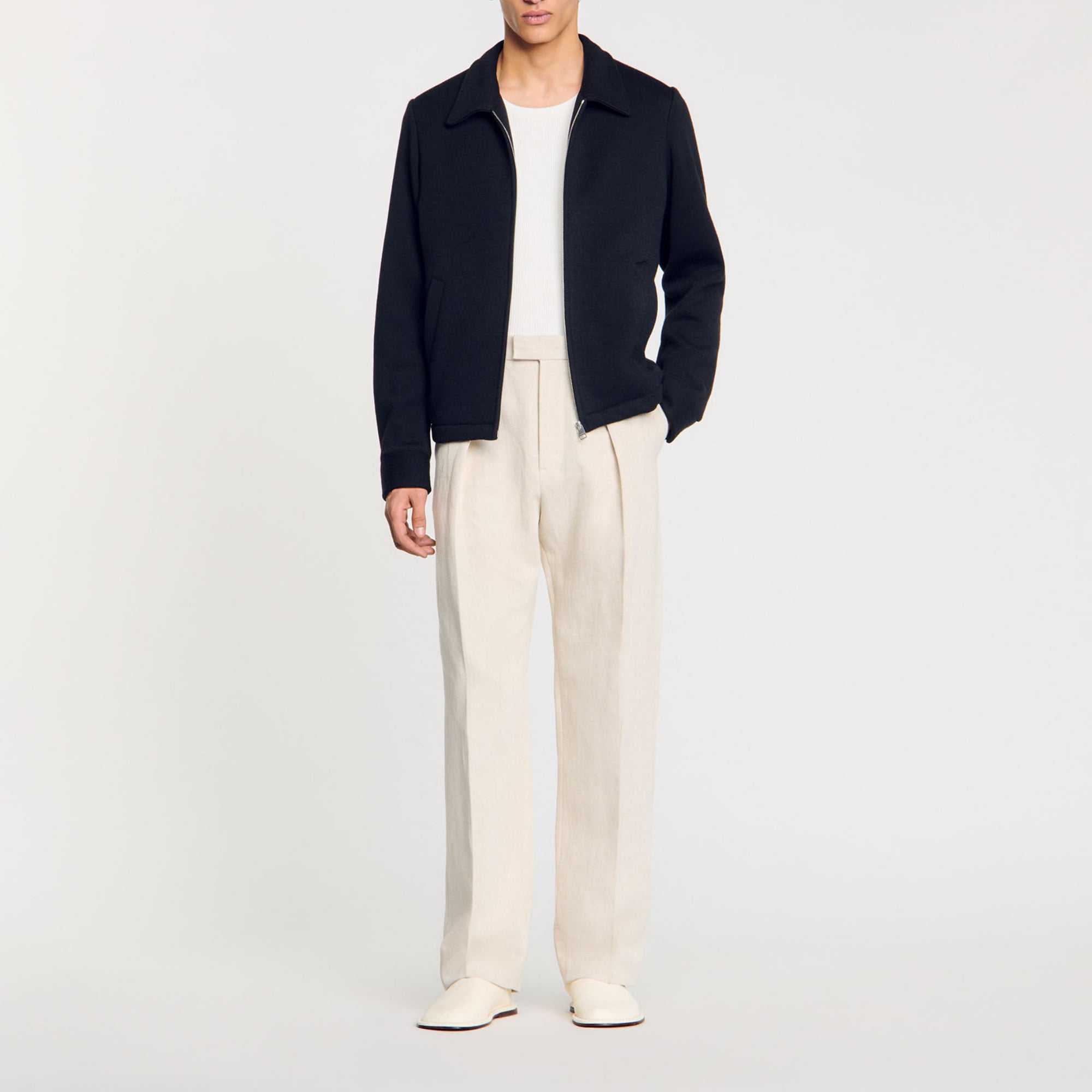 Sandro polyamide Knitted jacket with long sleeves, press-stud cuffs, zip fastening and pockets