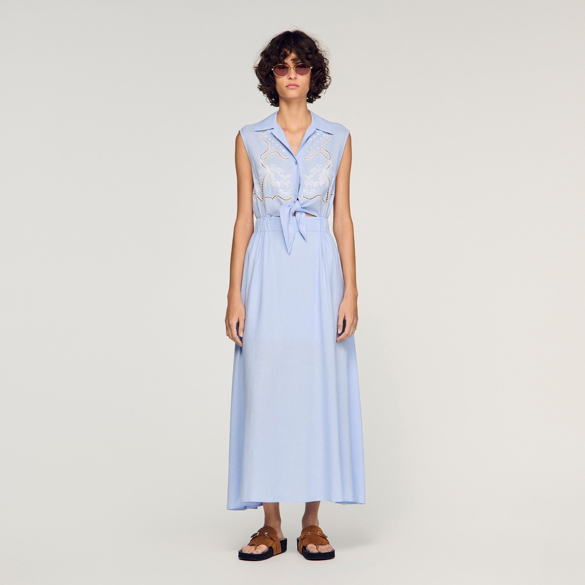 white floral a line dress Millà Women's Wonderful White A-line Maxi Dress - blue main image 0