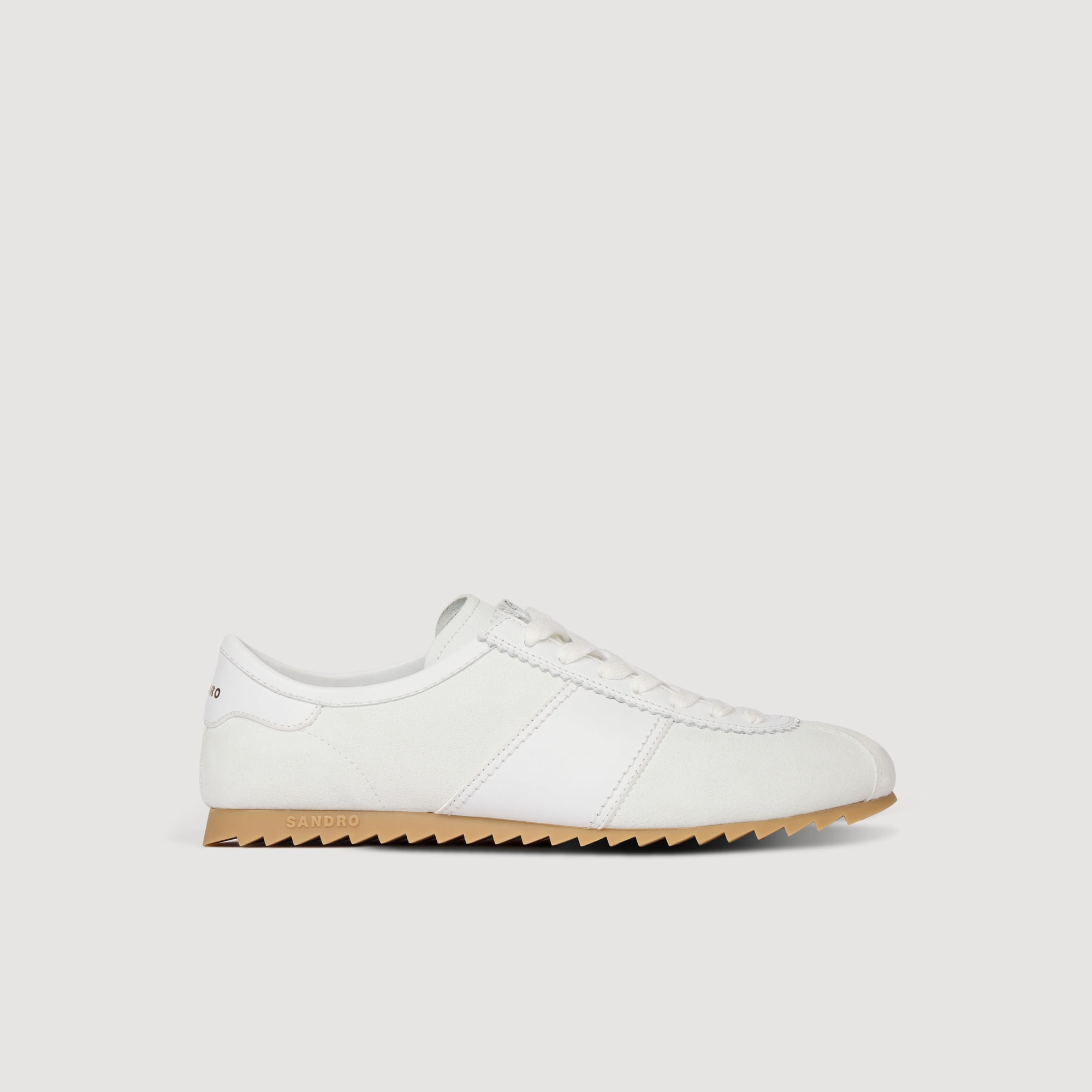 Sandro bullhide Lace-up low-top running sneakers in leather and suede, with gold embossed details