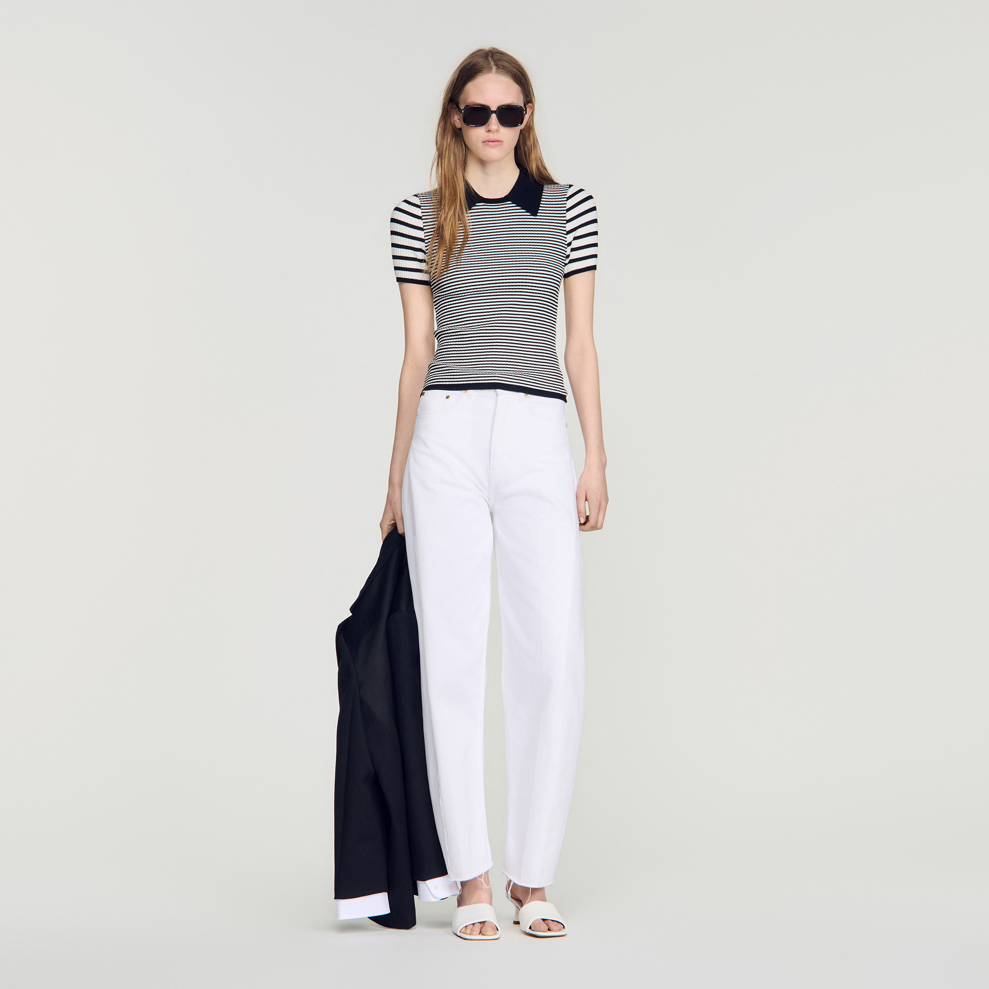 Striped polo-style sweater