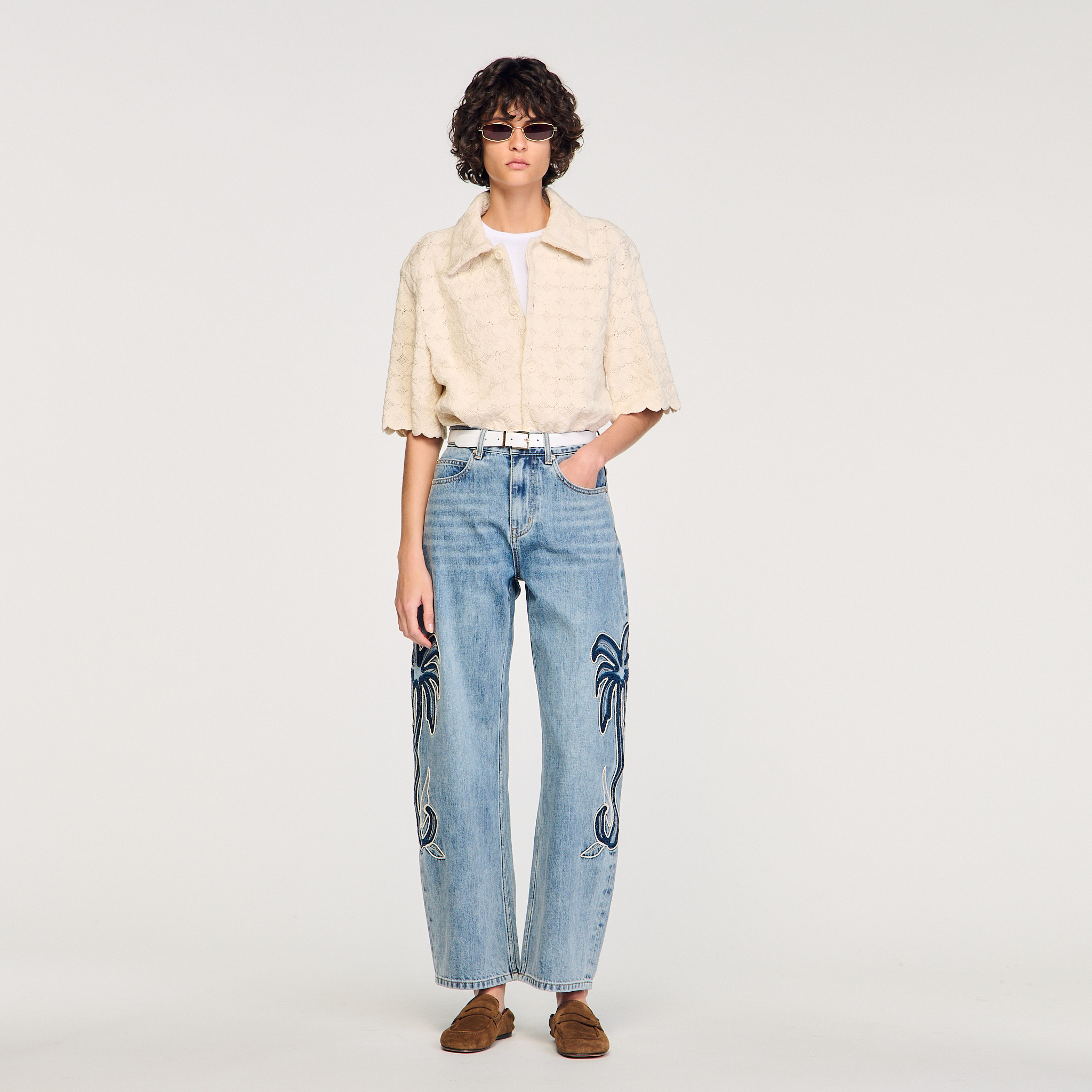 Cotton broderie anglaise shirt