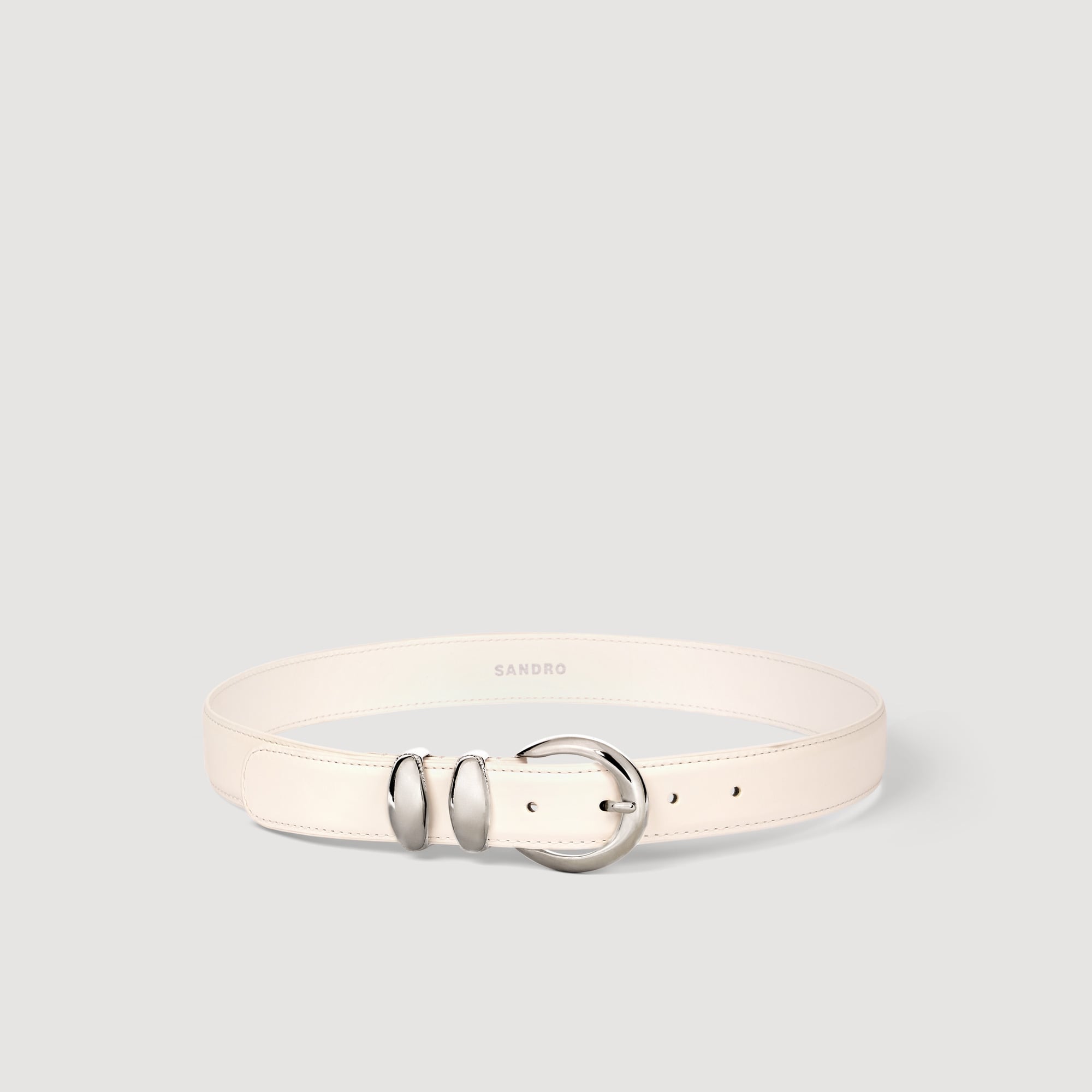 Sandro leather Smooth leather belt with a metal buckle and double metal loops