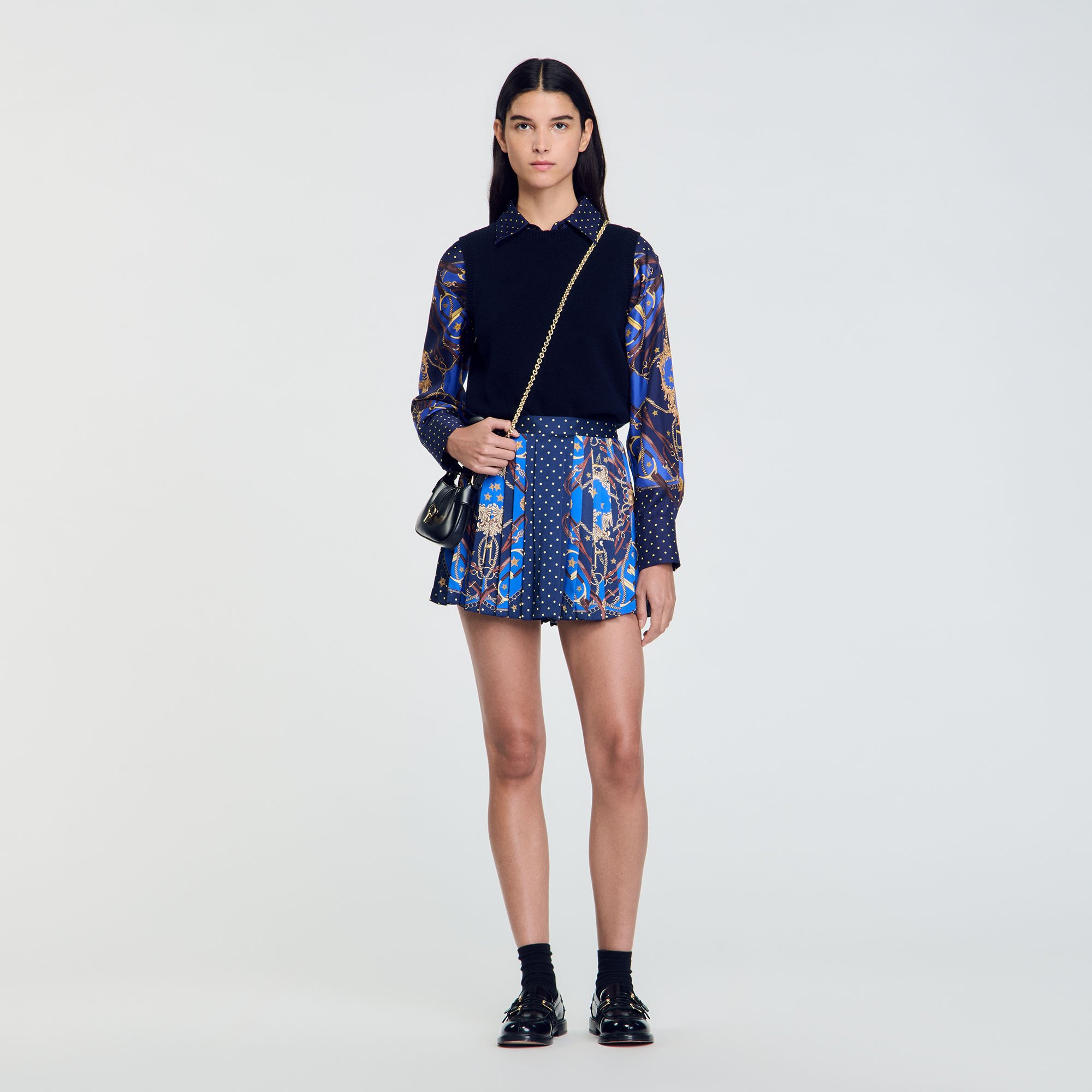 Patterned silk skort