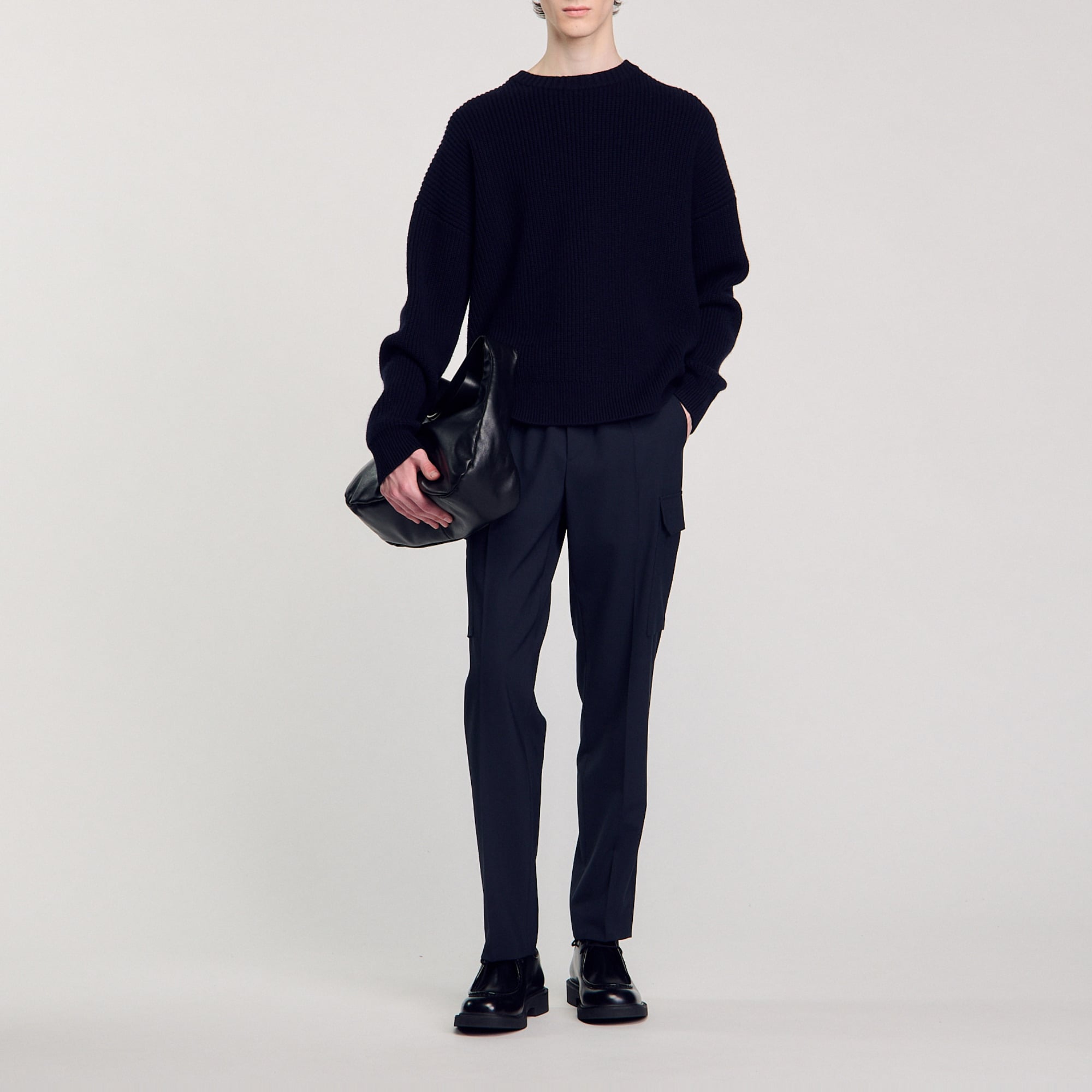 Sandro polyester Cargo trousers with elasticated waistband, two oversized side pockets and adjustable drawstring