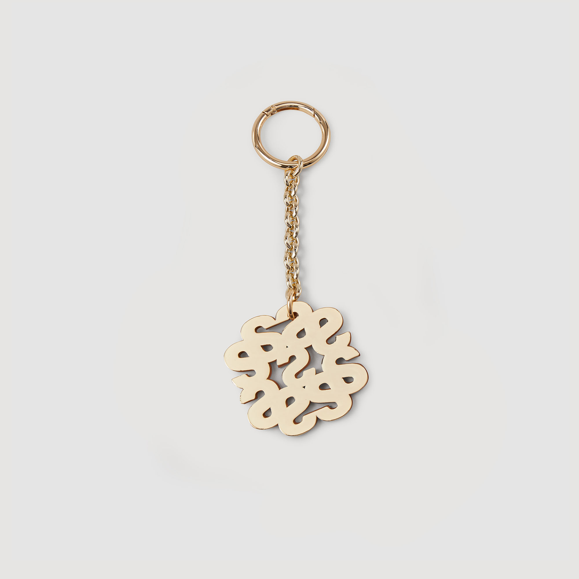 Sandro zinc Leather: Leather keyring with multi-S motif and metal ring