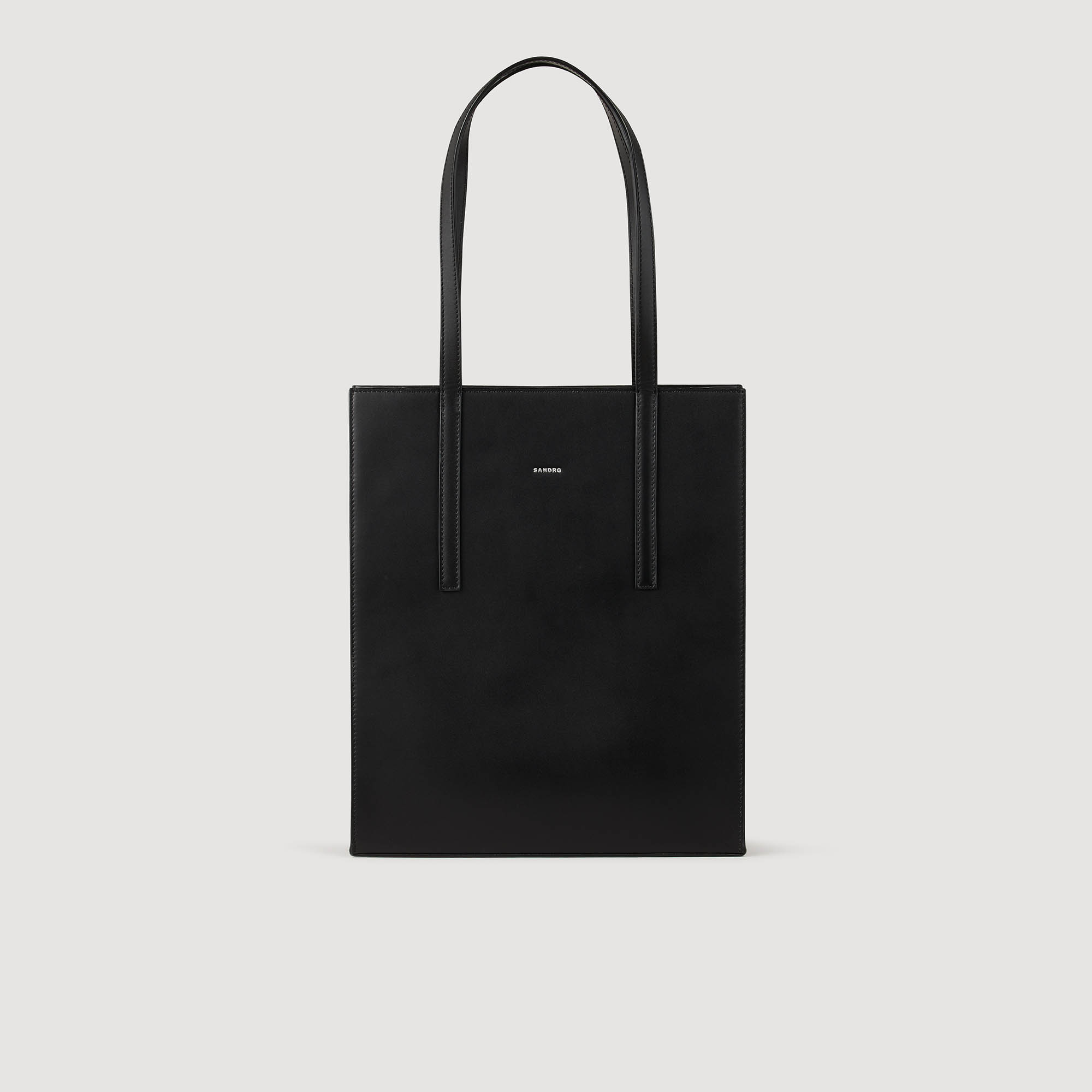 Sandro Plain Leather Tote Bag