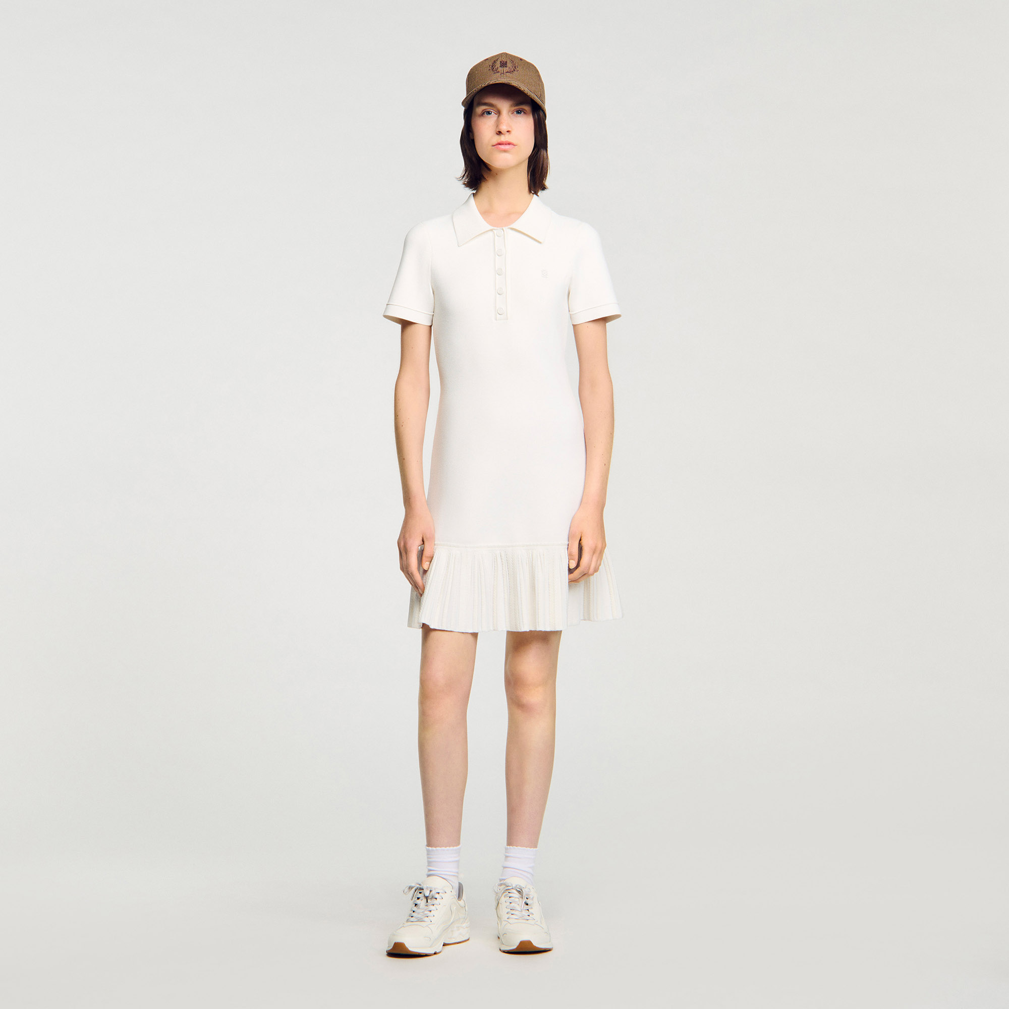 Mini knit dress with polo neck