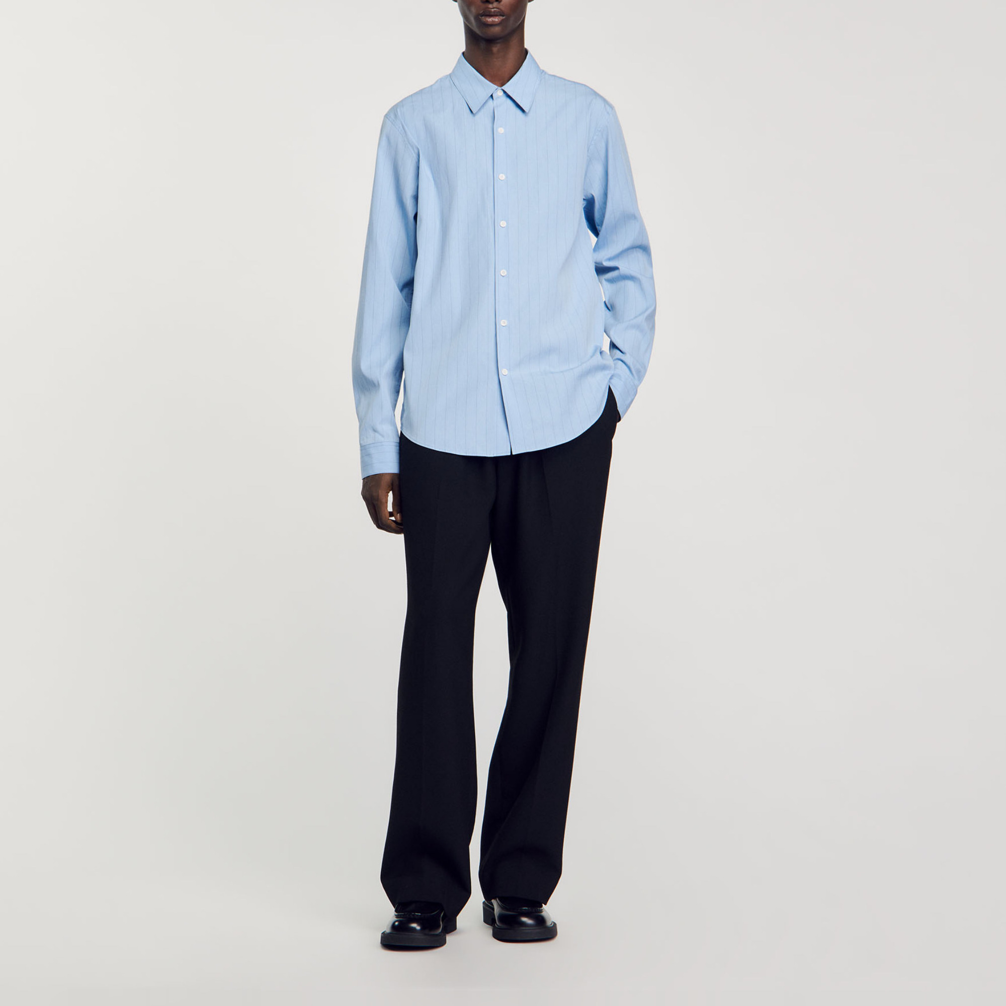 店舗用品 shintaro Striped shirt in white for Men | Sandro Paris
