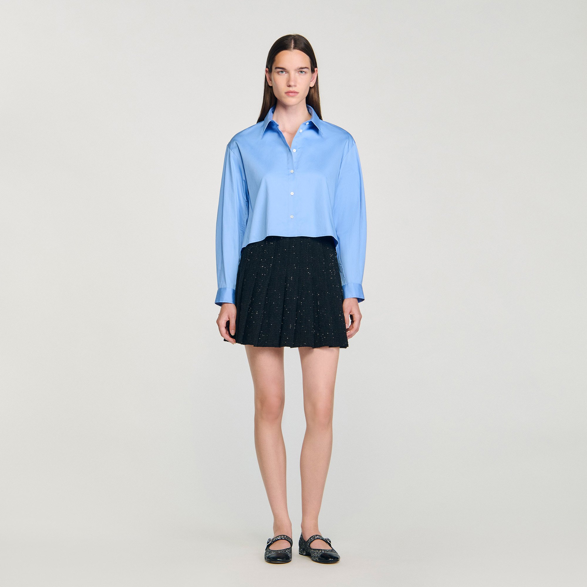 Embellished tweed mini skirt black / gray For Women | Sandro