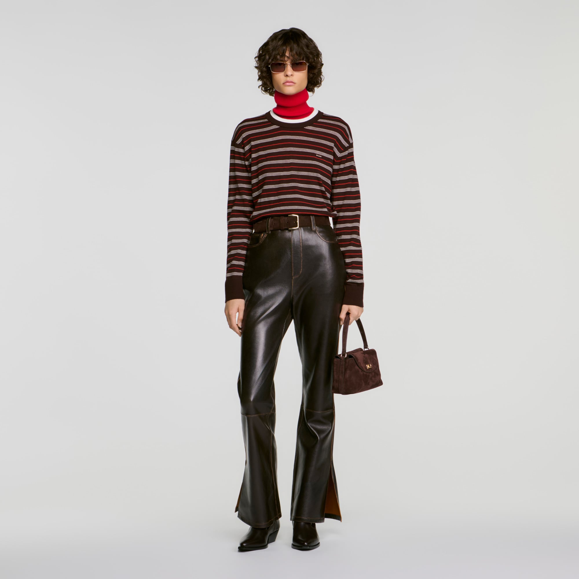 Distressed leather trousers