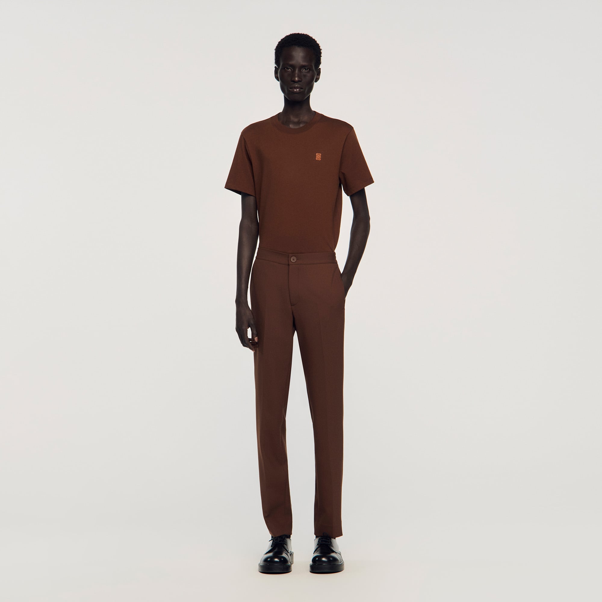 Sandro polyester Straight-leg trousers in technical fabric with an elasticated waist