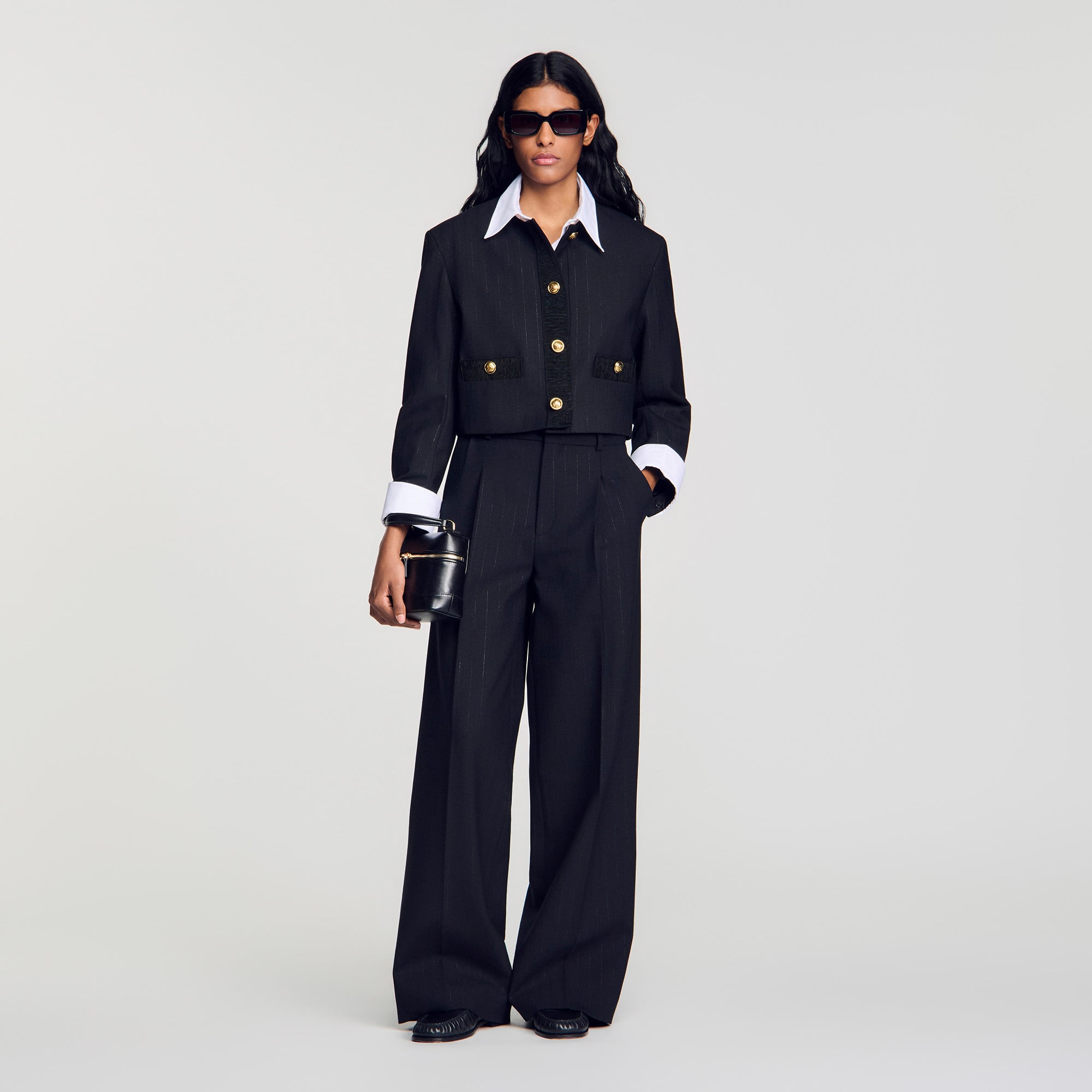 Striped wide-leg trousers