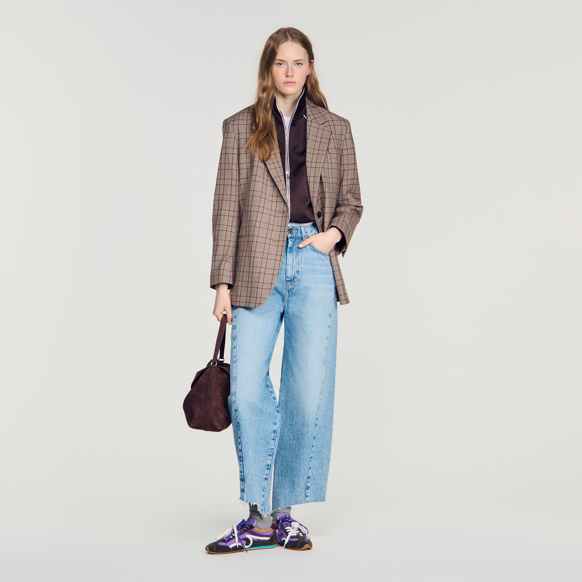 Floral print barrel jeans
