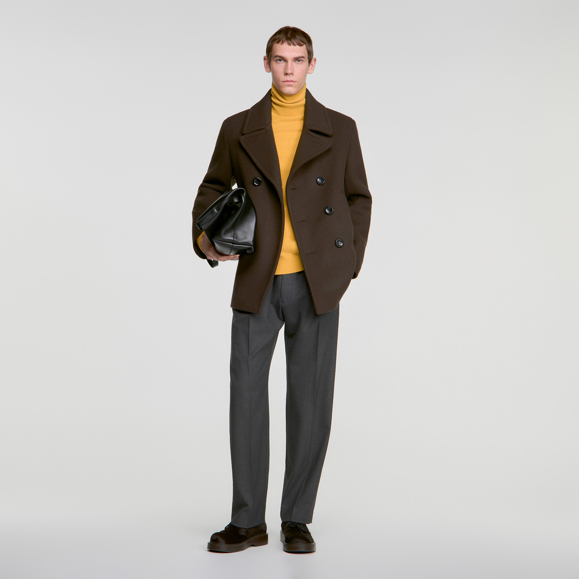 Double-breasted wool pea coat
