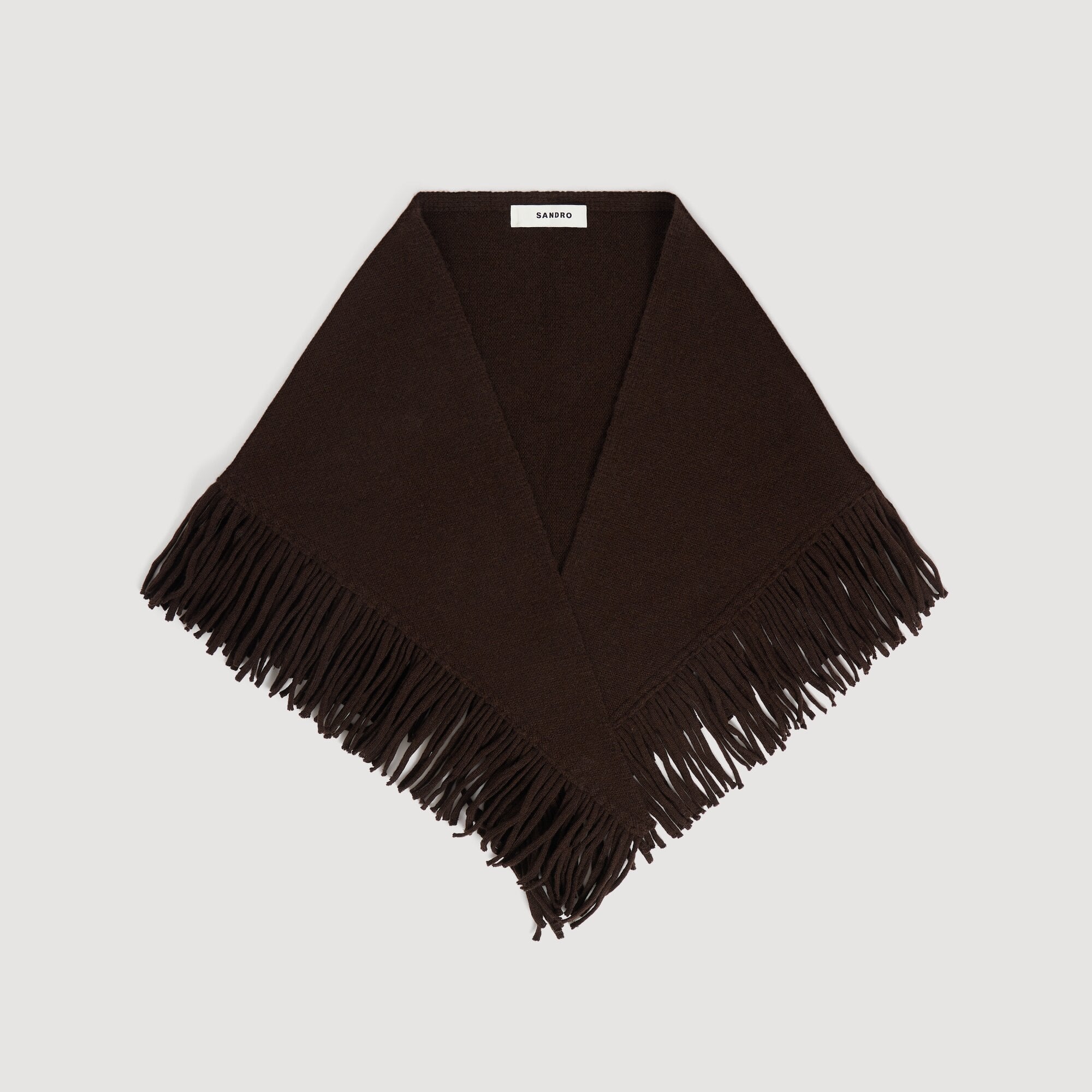 Fringed wool triangle scarf