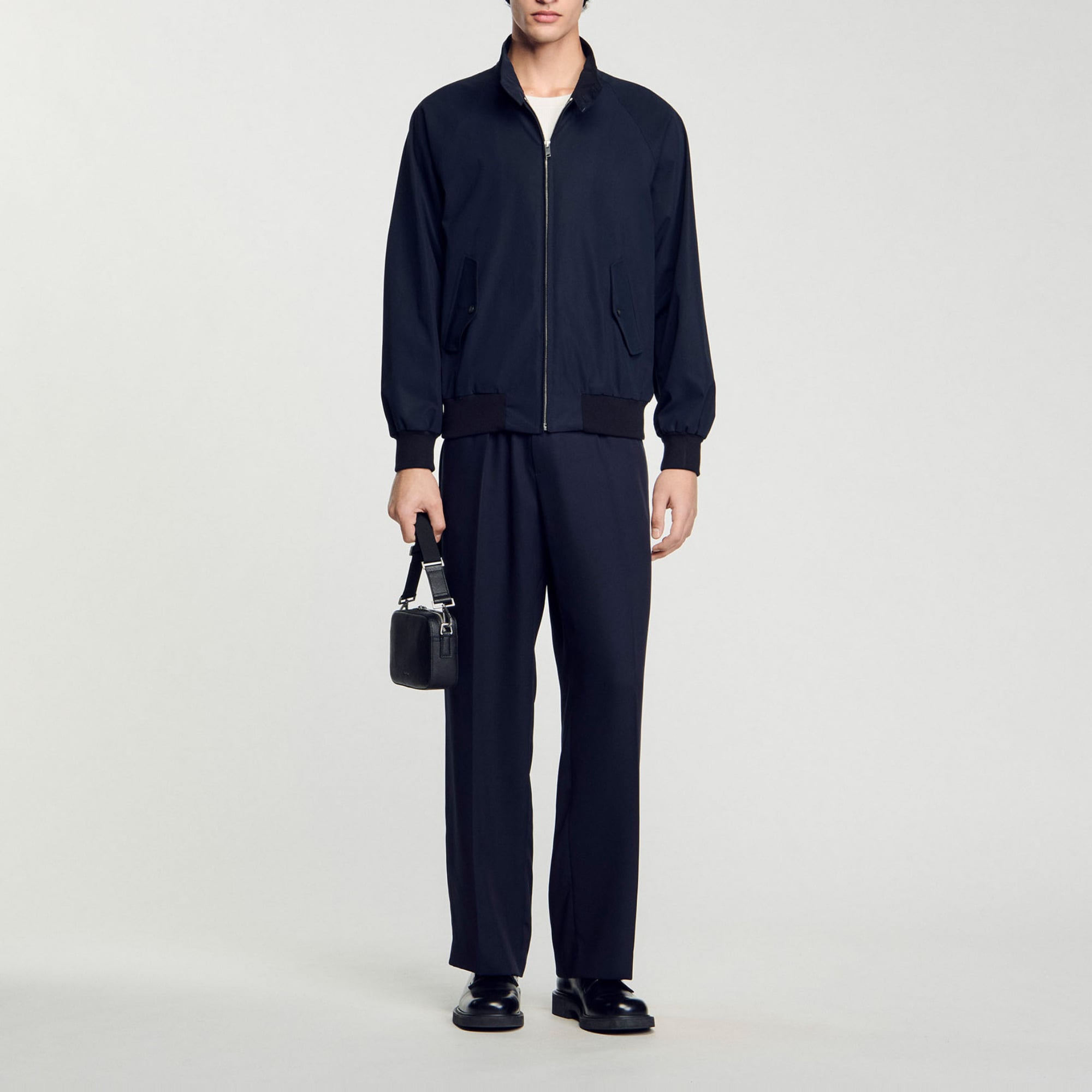 High-neck jacket in Midnight Blue for Men | Sandro Paris