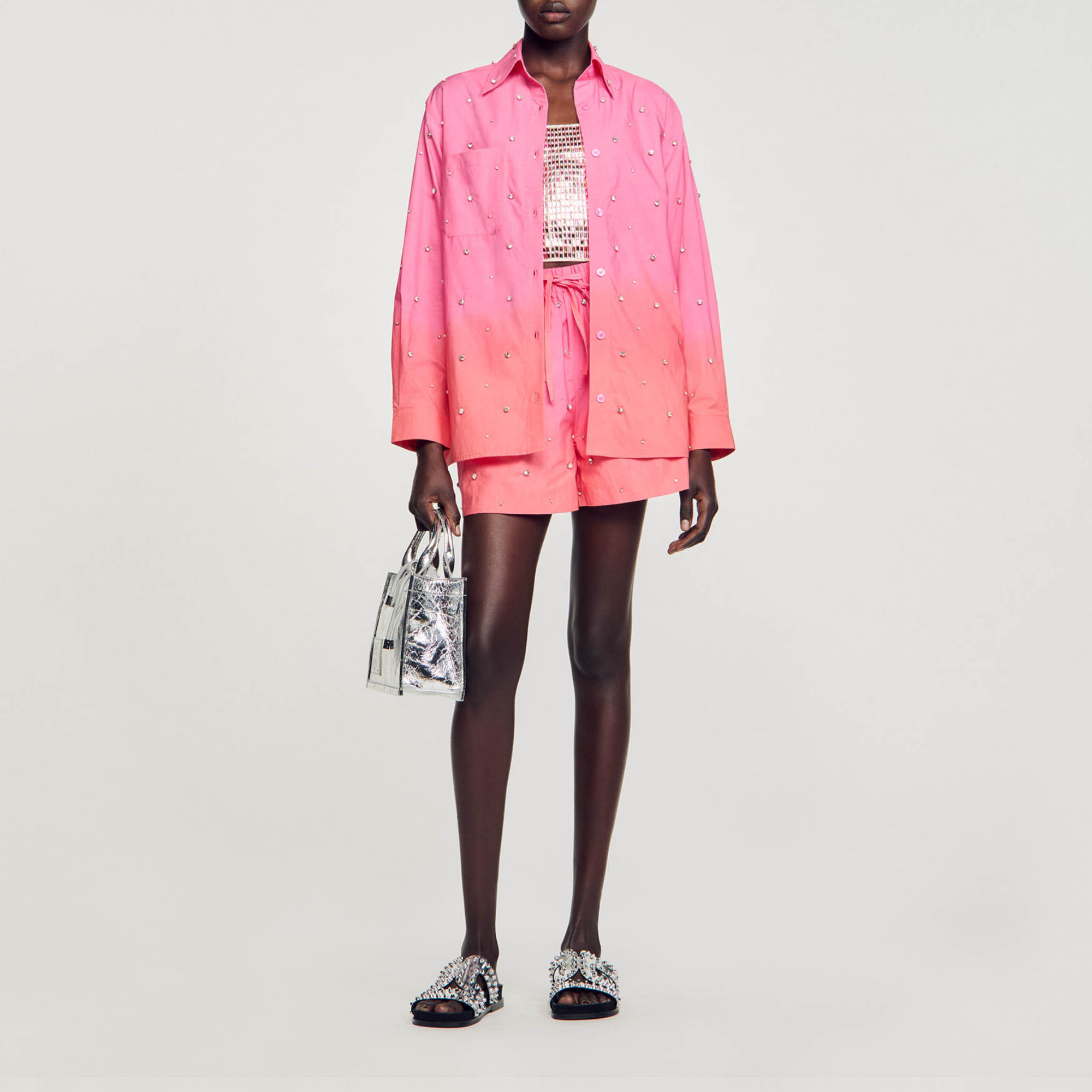 Sandro Rhinestone dip dye shirt