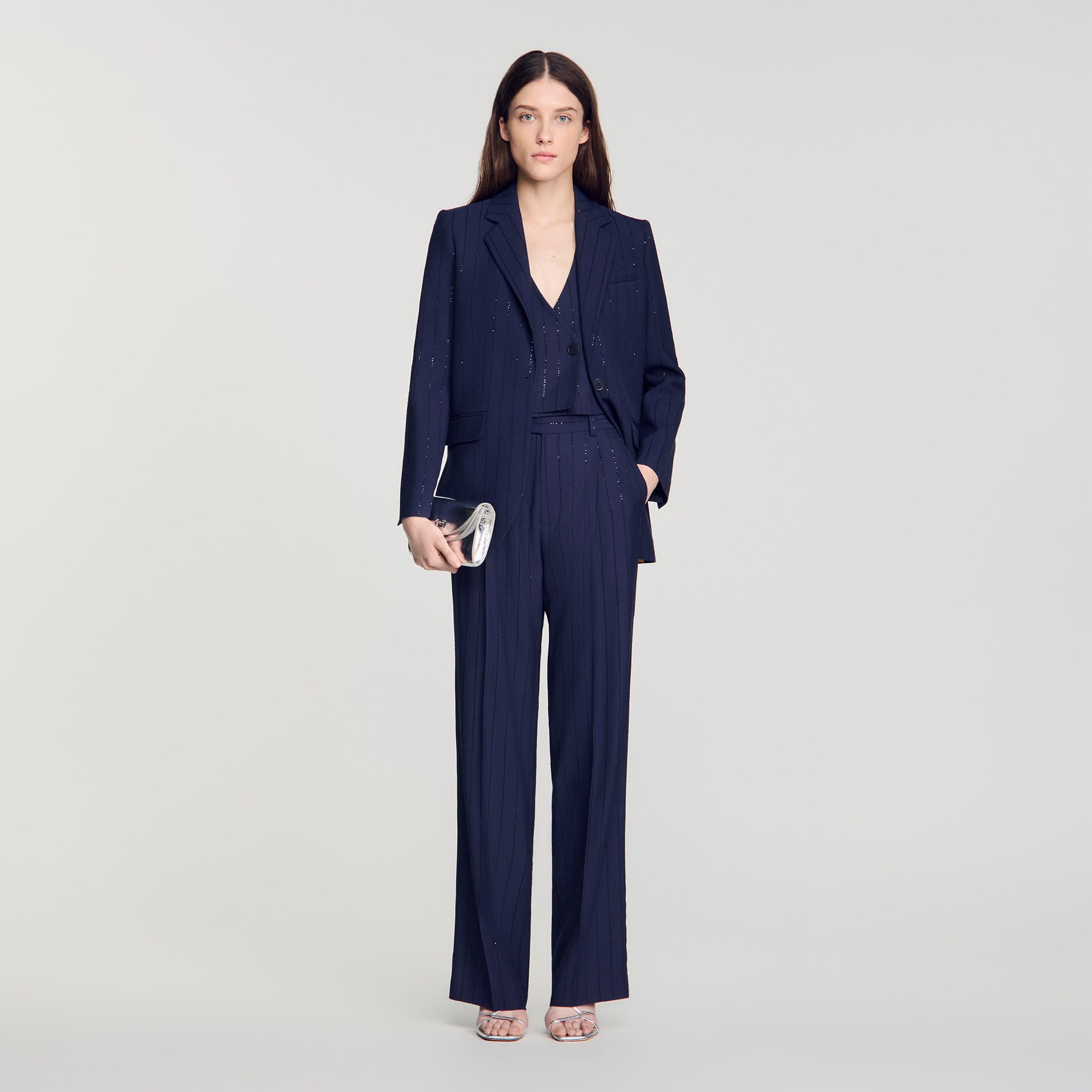 Striped sequin trousers