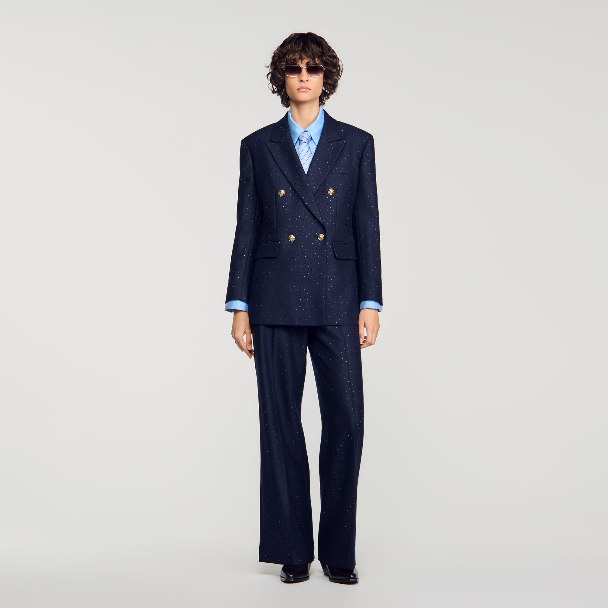 Rhinestone wool suit jacket