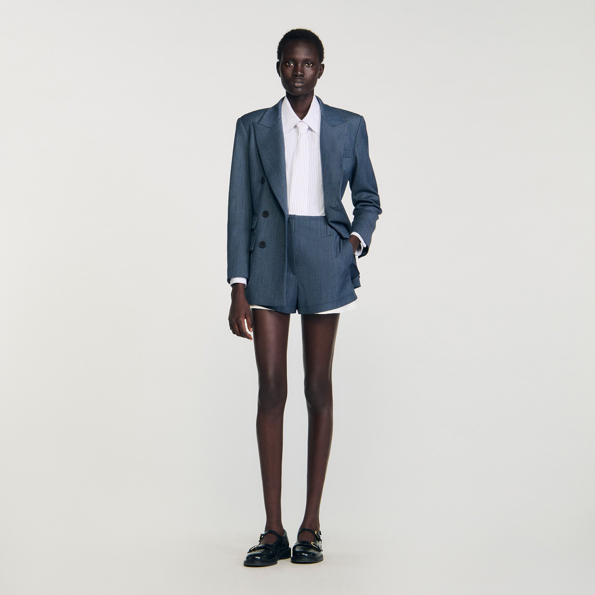 Sandro Striped layered shorts