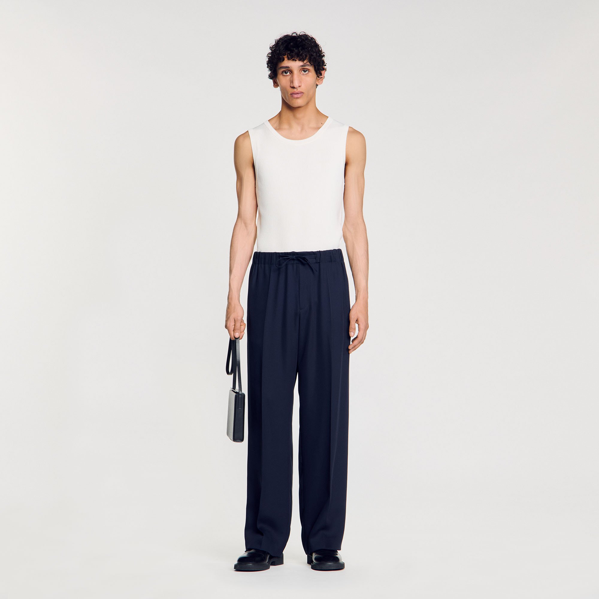 Elasticated wide-leg trousers