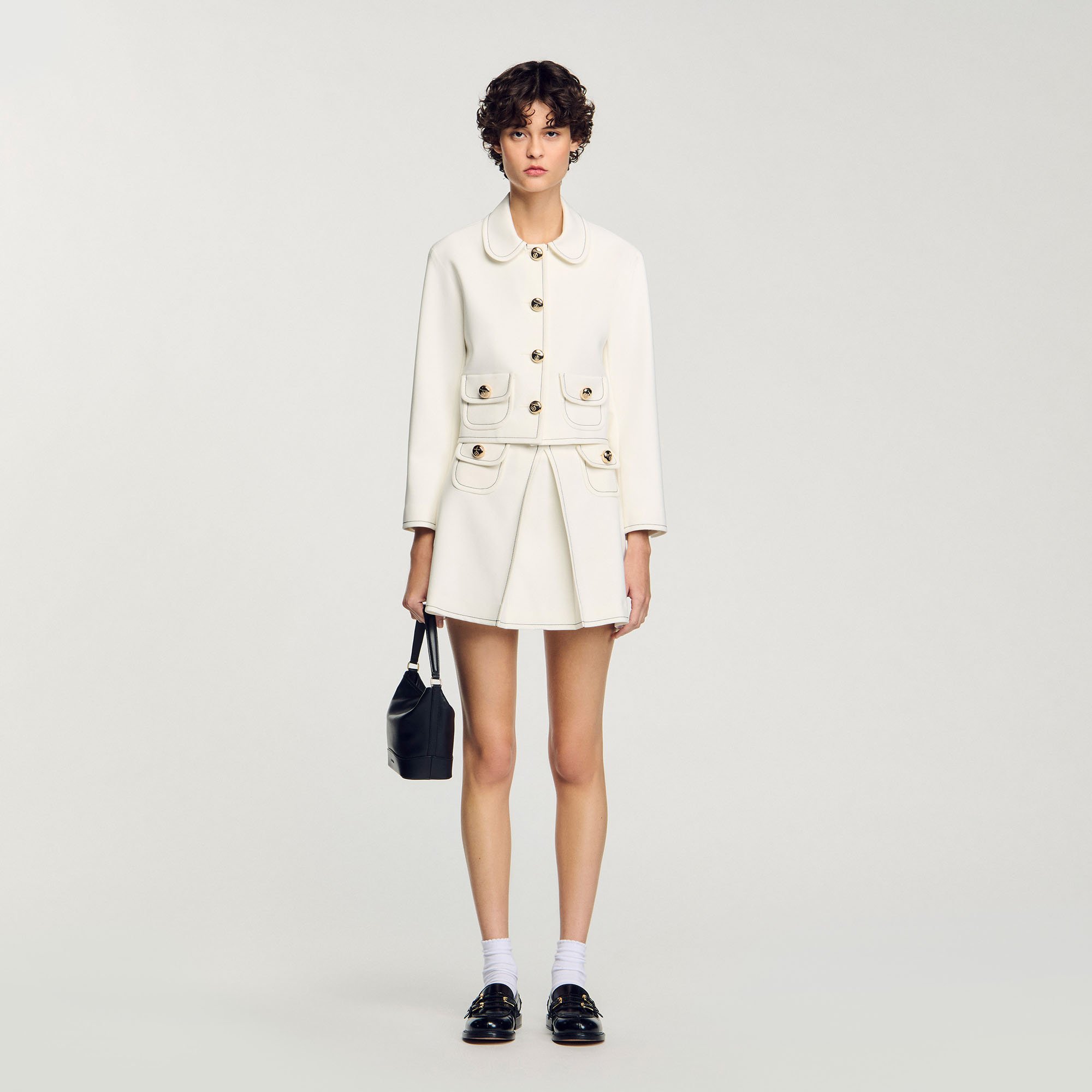 Peter Pan collar cropped jacket