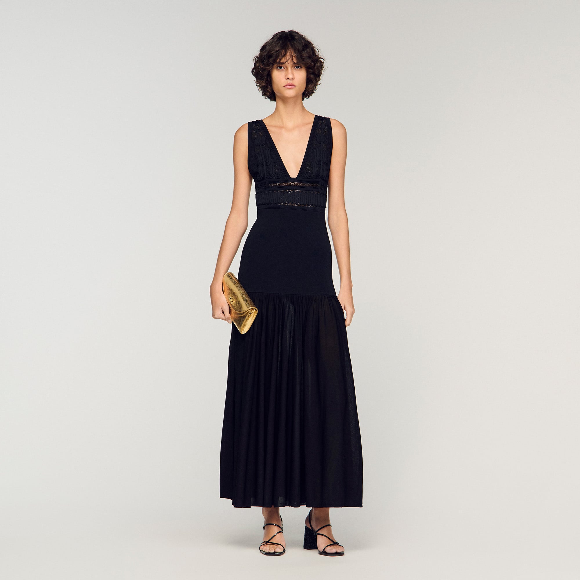 sandro alecia ribbed midi dress Sandro