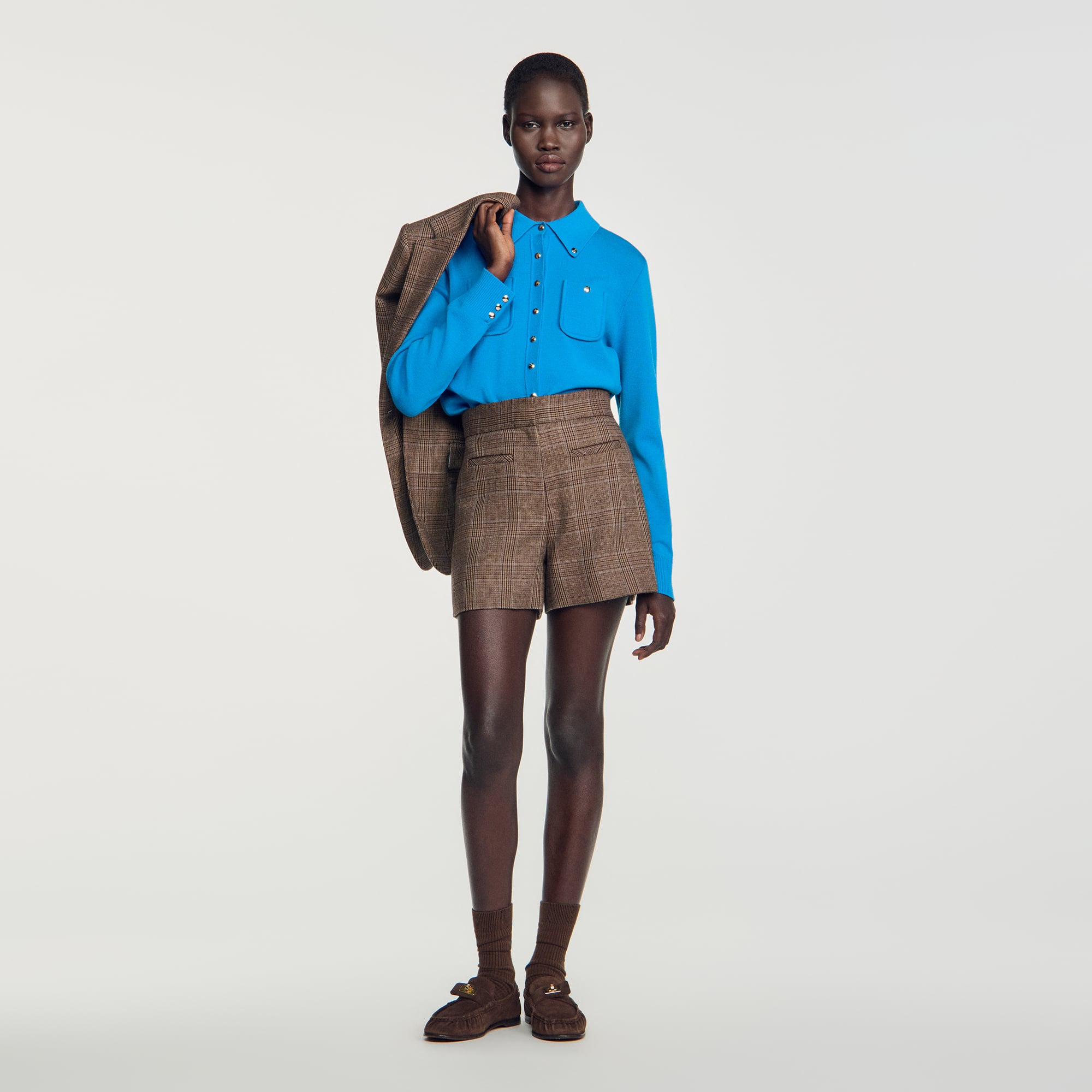 Check wool shorts