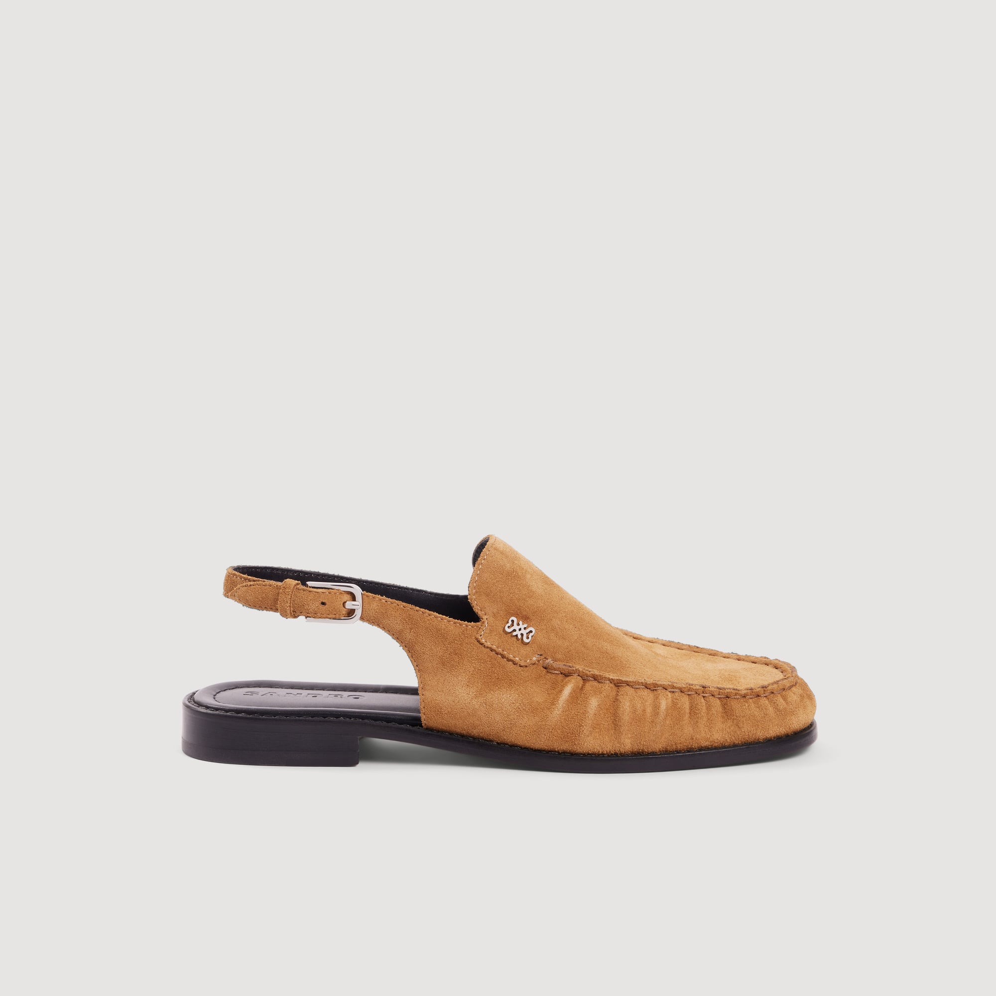 Sandro leather Suede leather loafers with an adjustable buckle strap and a strap at the back