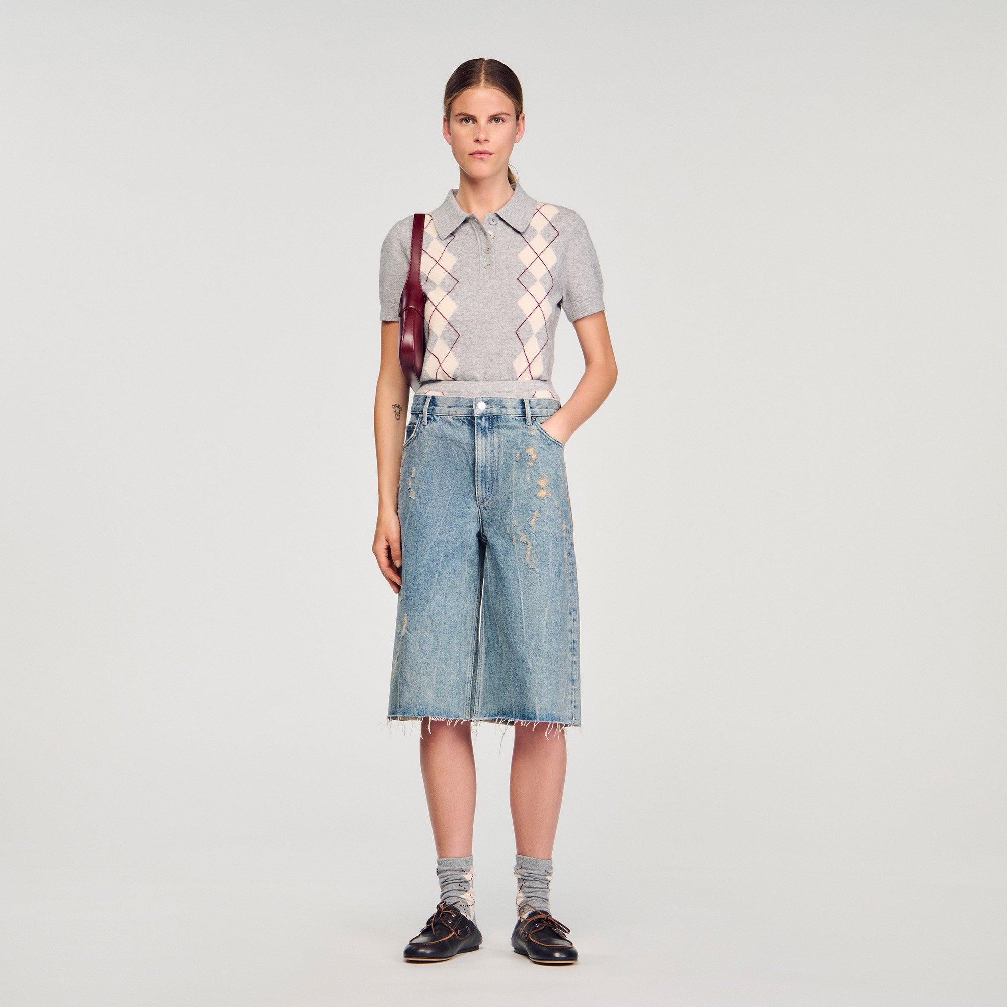 Sandro Argyle polo sweater