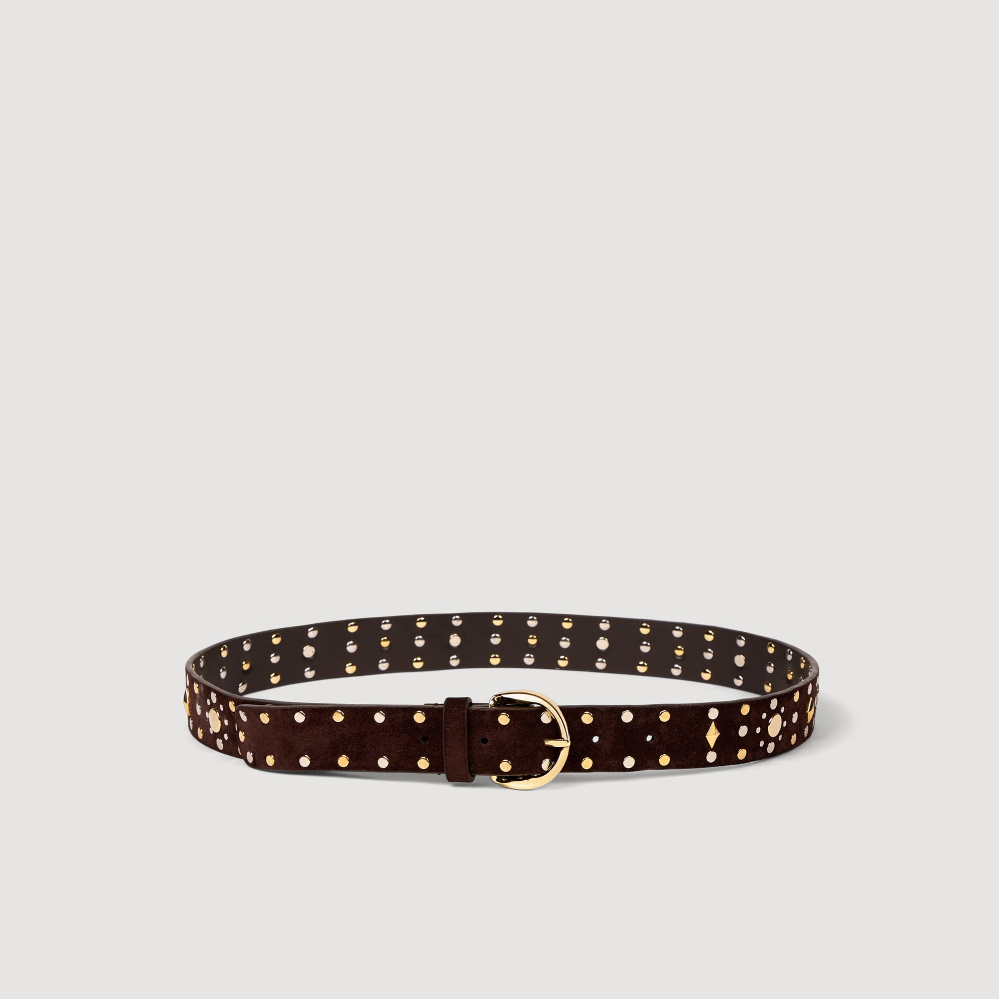 Sandro leather Suede belt embellished with metal rivets and fitted with a metal buckle