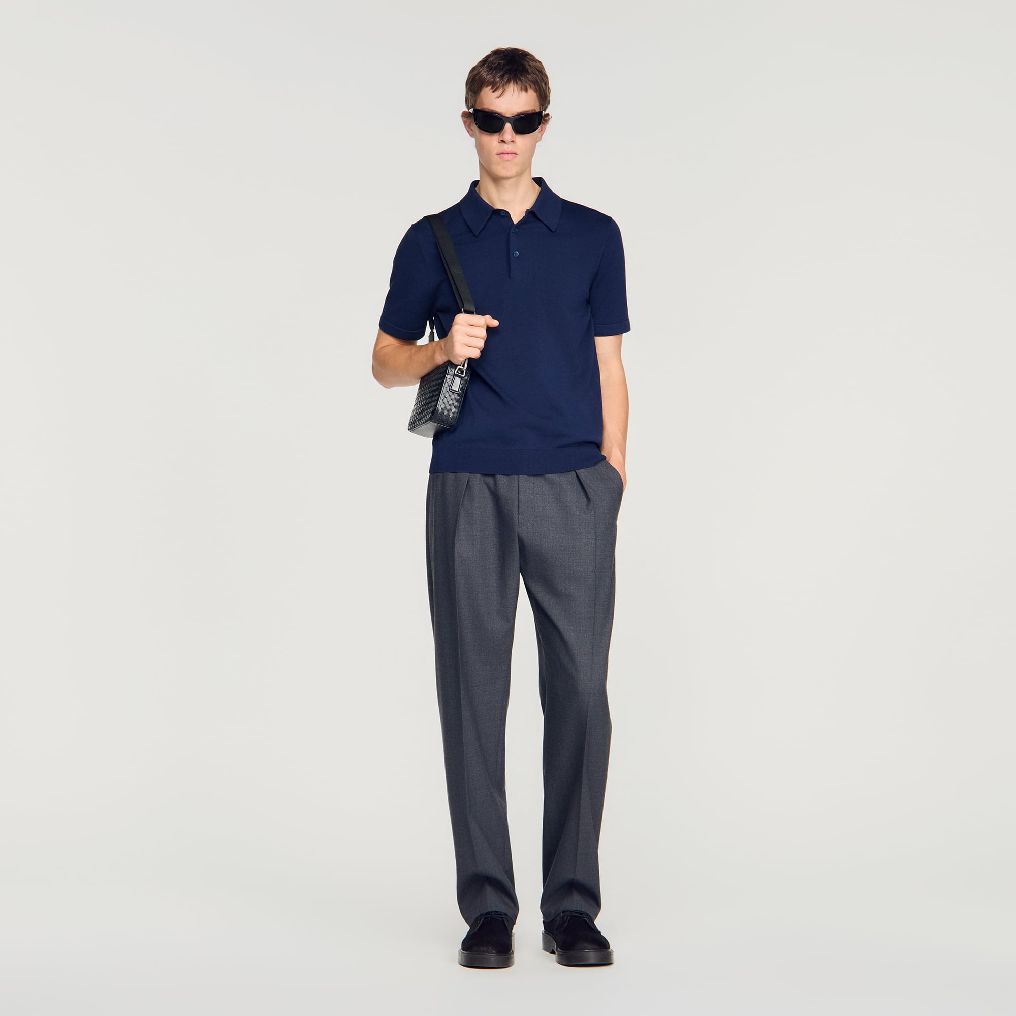 Sandro Cotton and Silk Polo Shirt