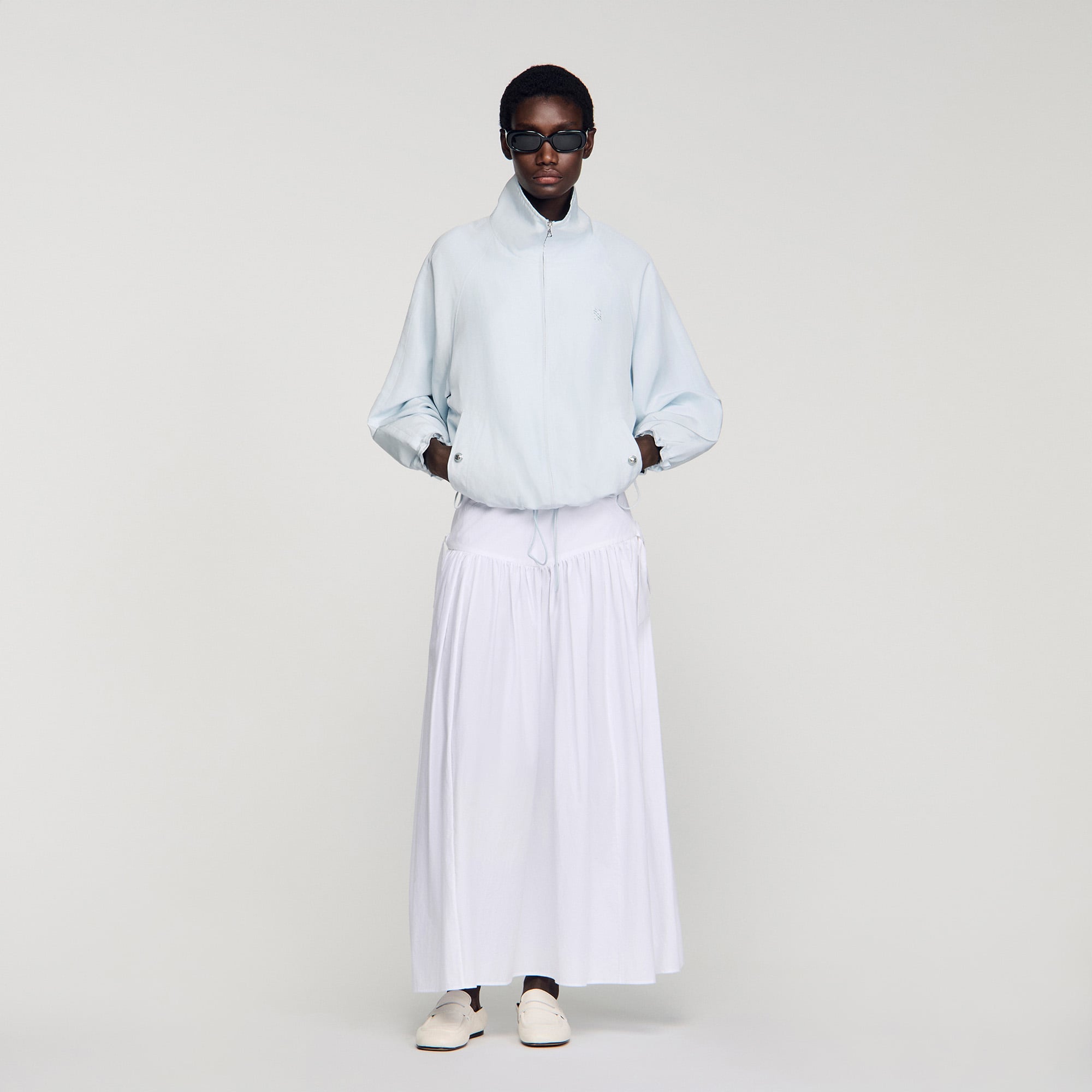 Embroidered collar oversized jacket