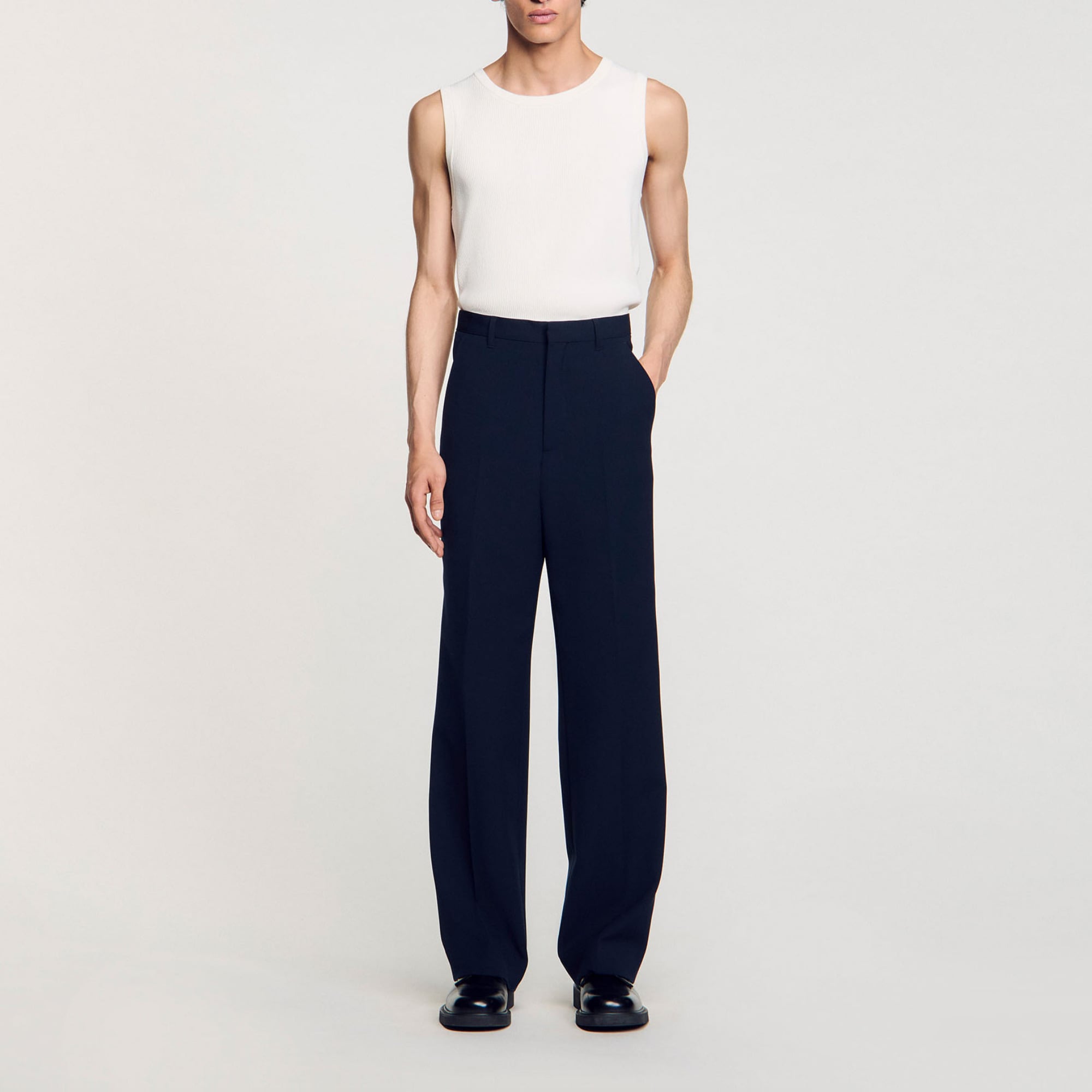 Sandro lyocell Classic-fit suit trousers with side pockets and belt loops