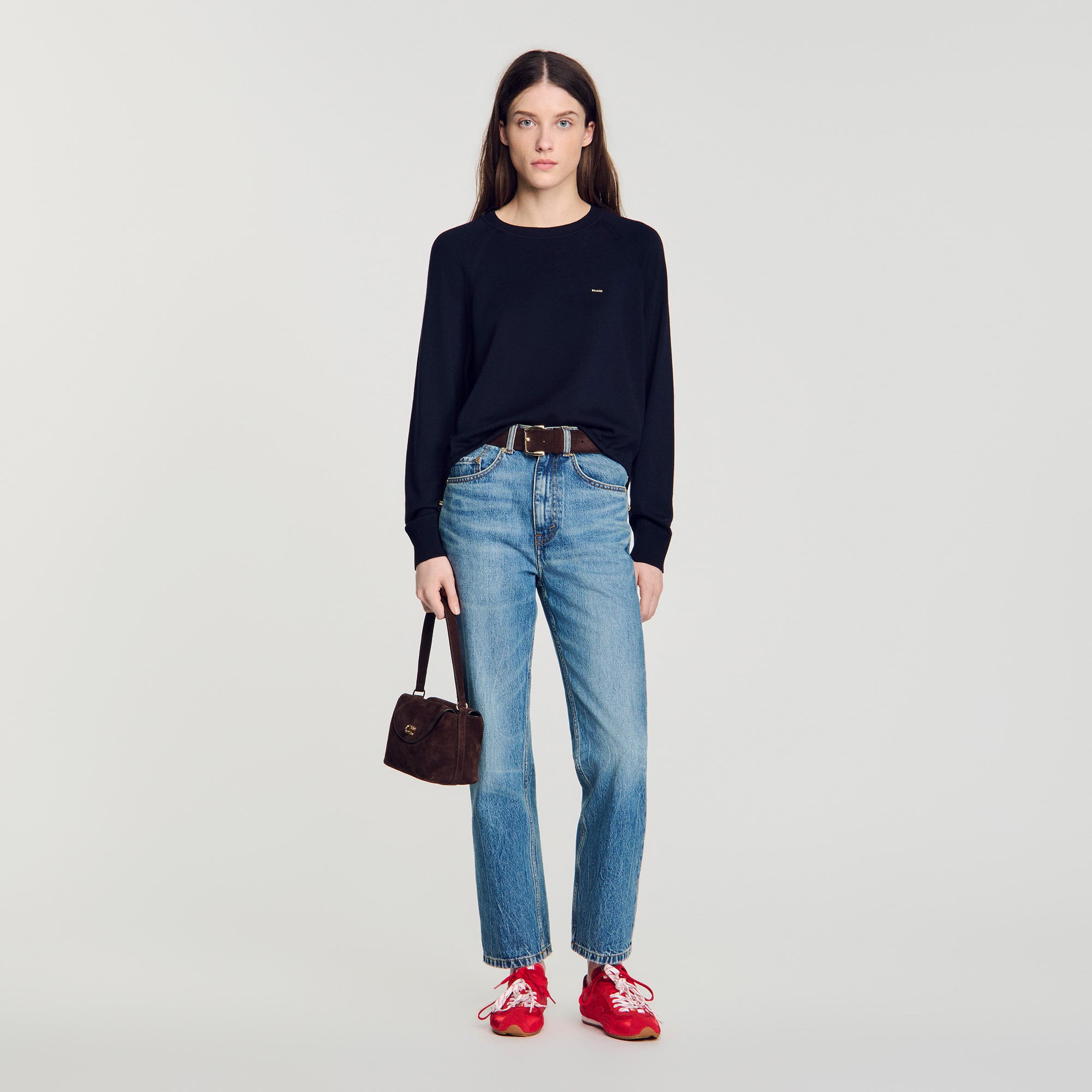 Wool polo sweater with logo