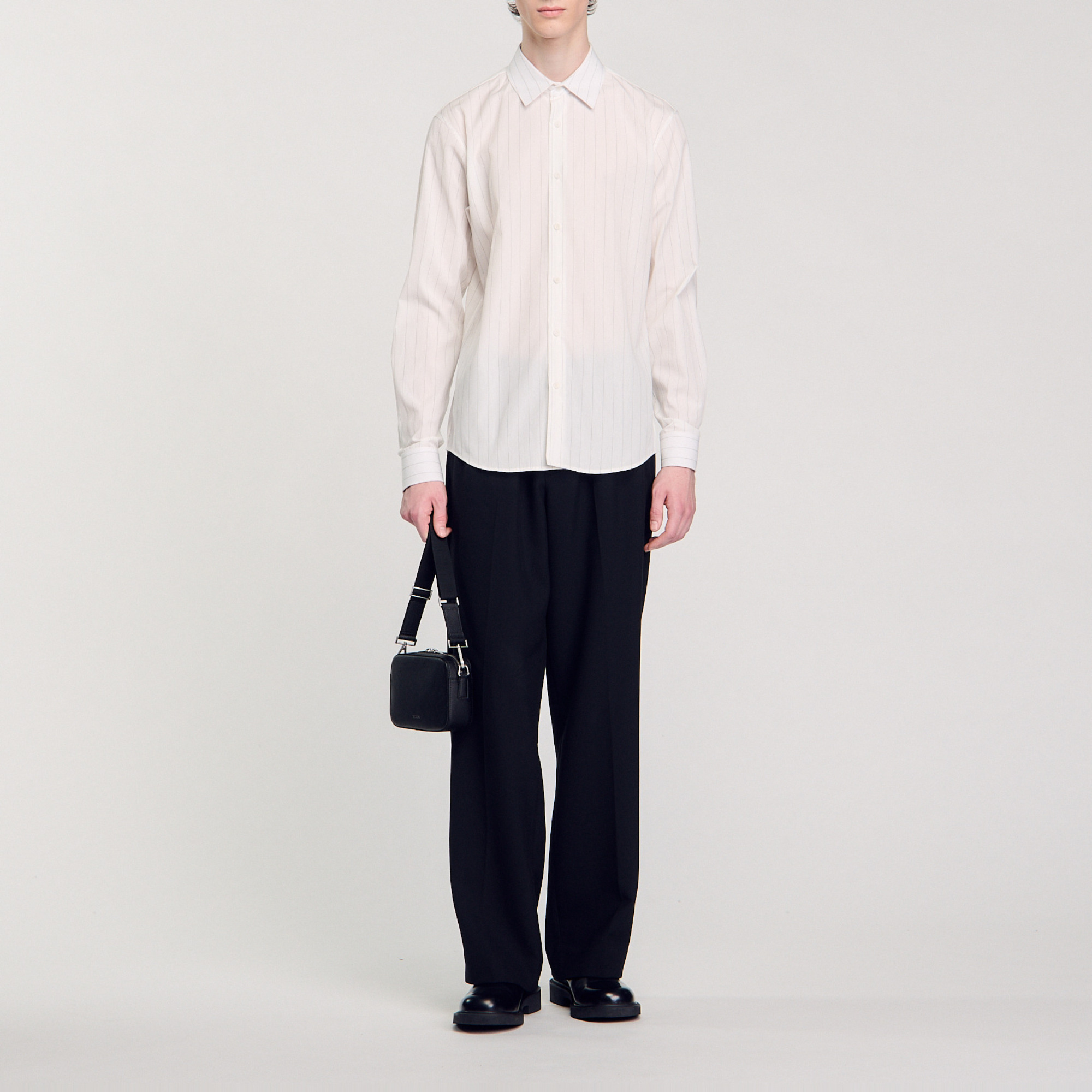 Sandro cotton A straight-fit shirt with contrasting pinstripes, alongside a classic collar, long sleeves with buttoned cuffs and a shirt hem