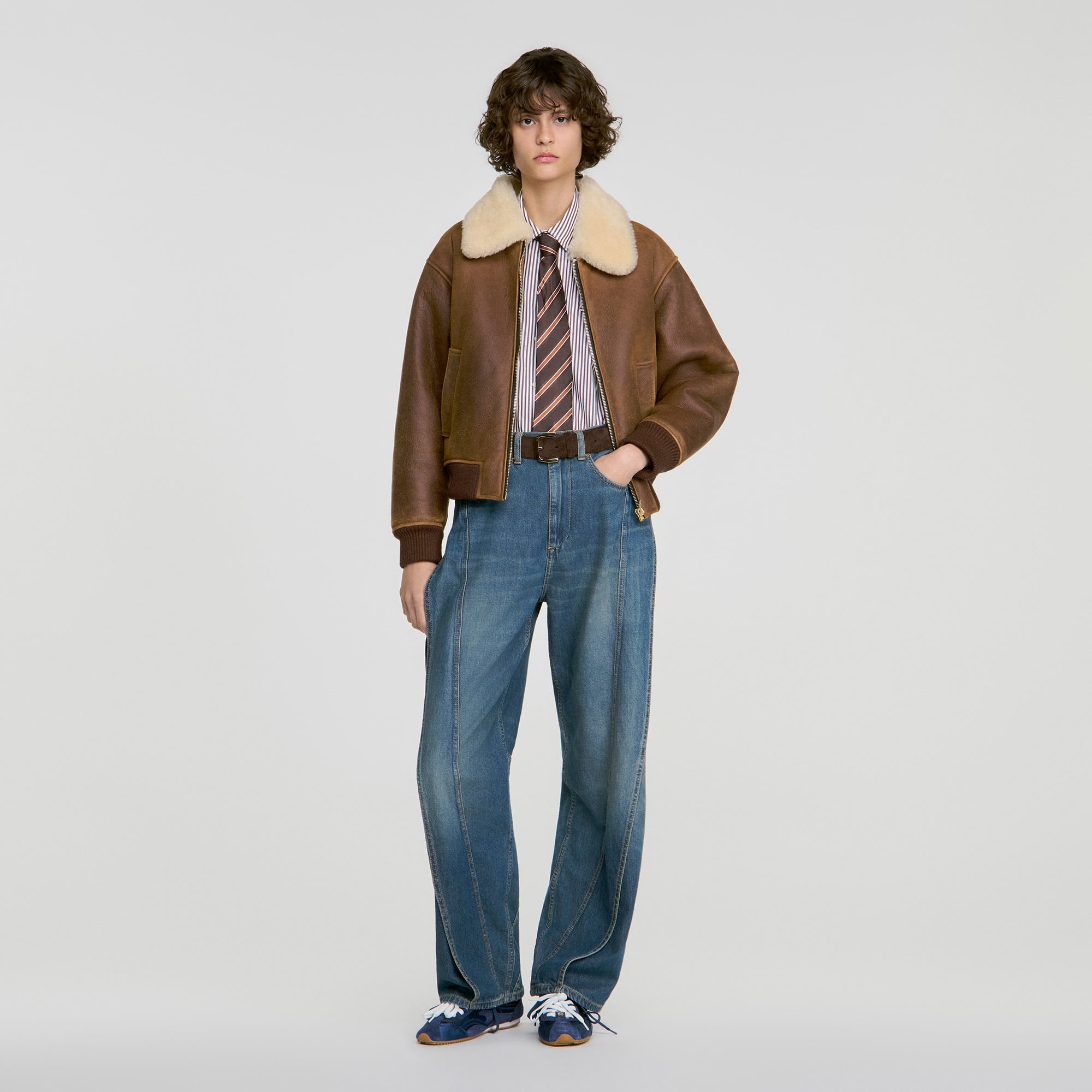 Zipped shearling jacket