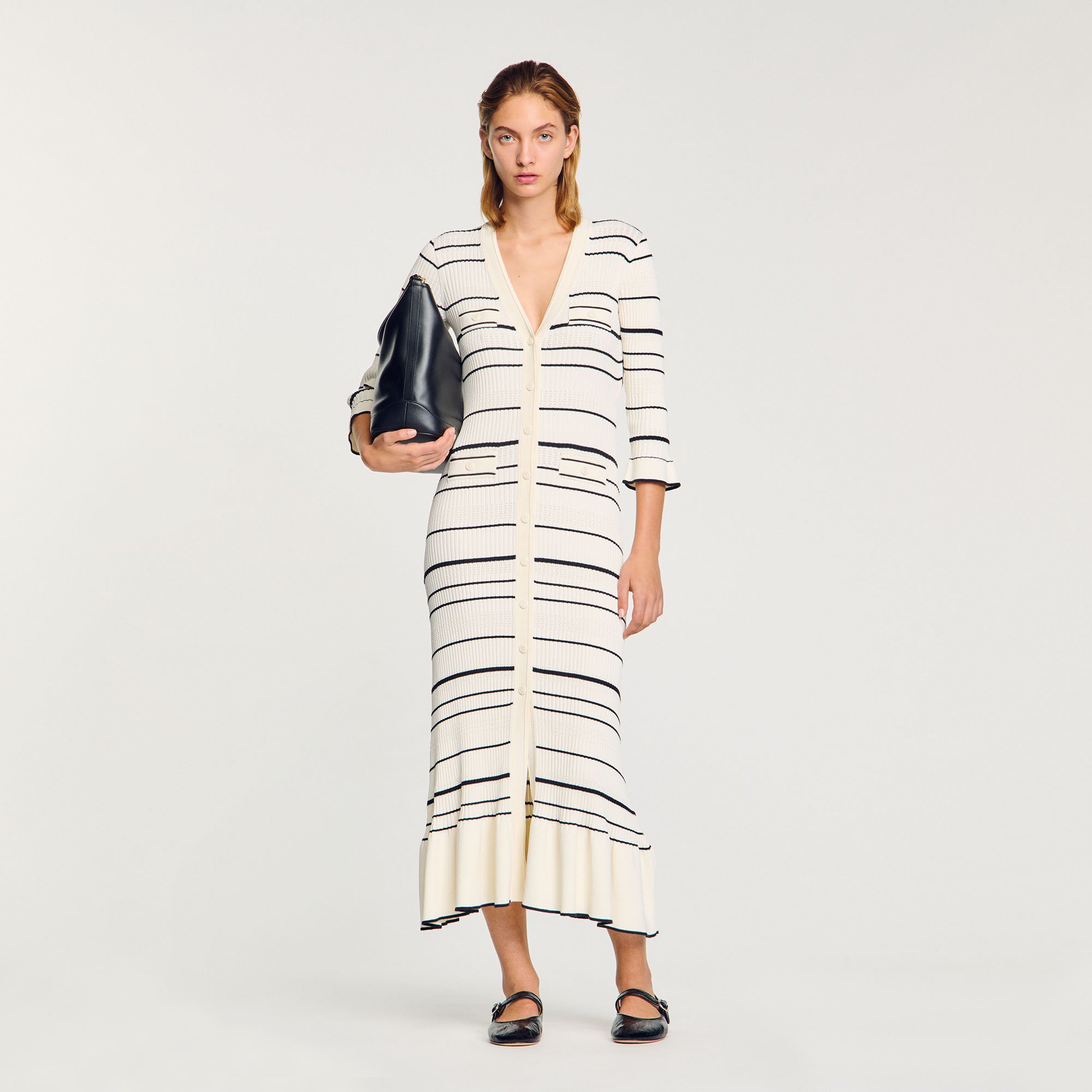 Stripy knit maxi dress