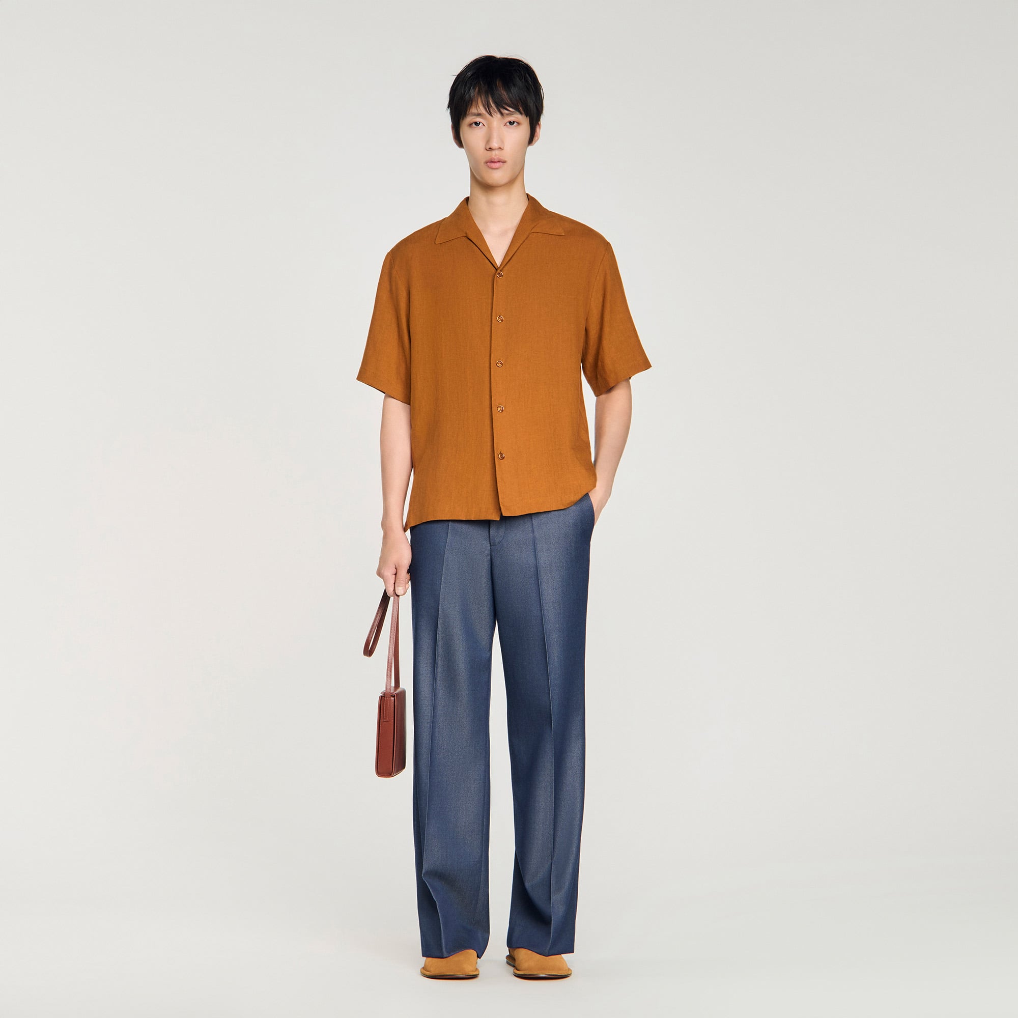 Linen shirt in WHISKY for Men | Sandro Paris