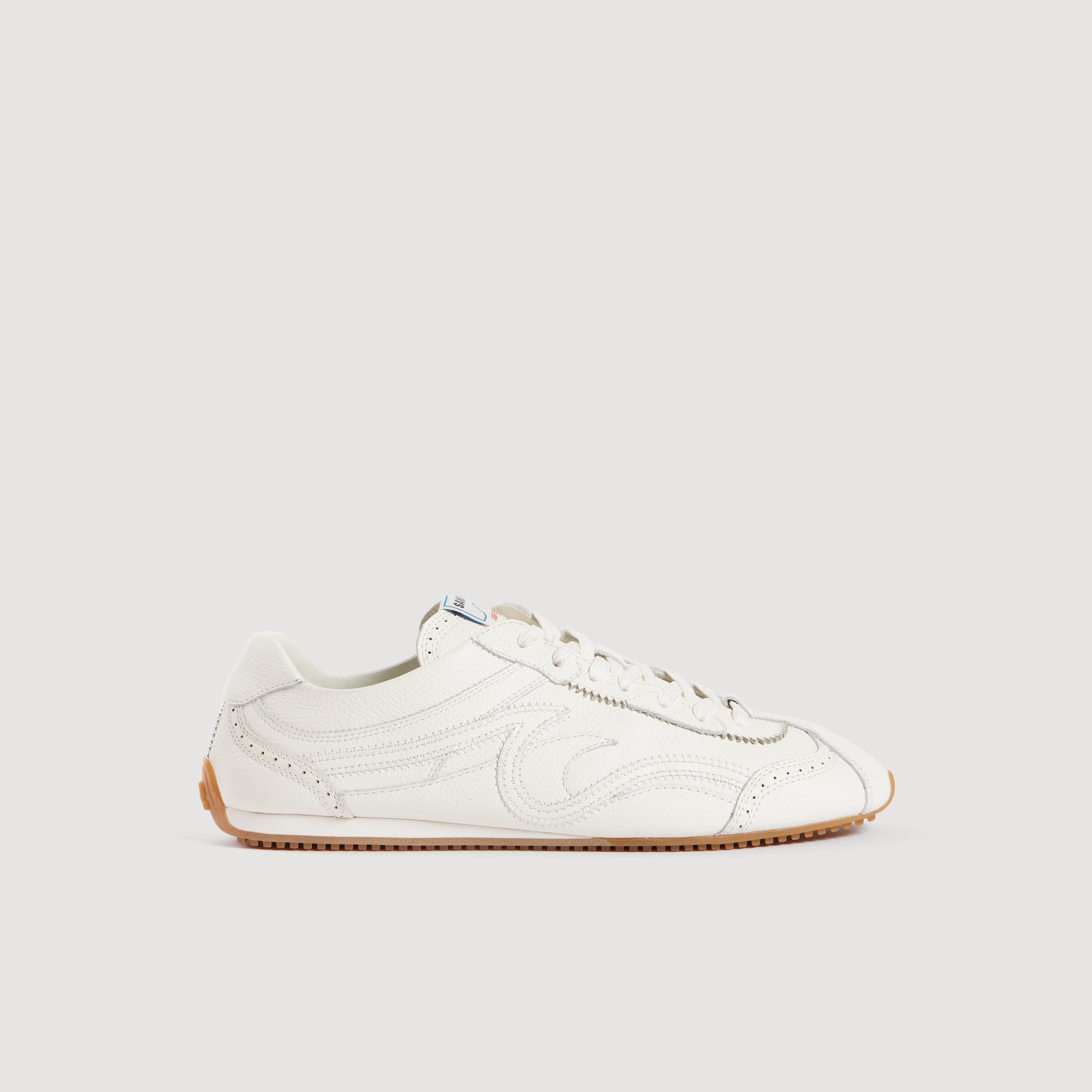 Light Wave leather sneakers in Ecru for Women | Sandro Paris