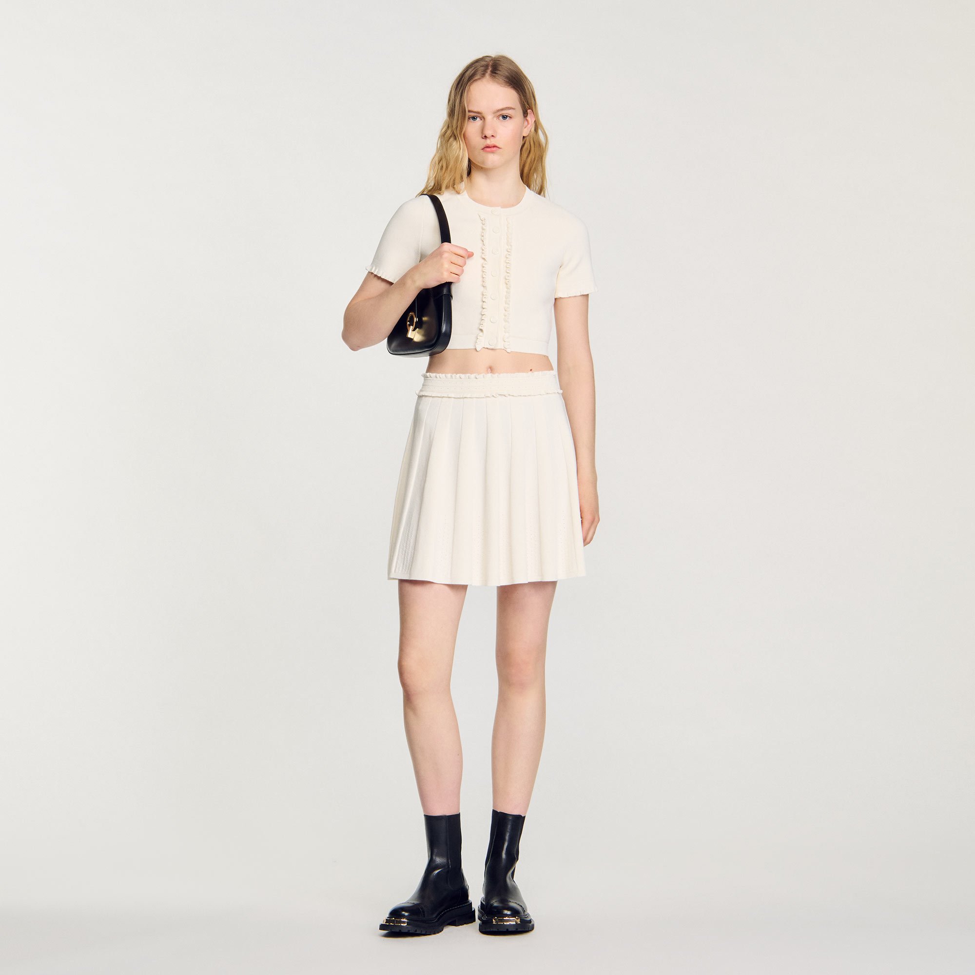 Pointelle knit skirt