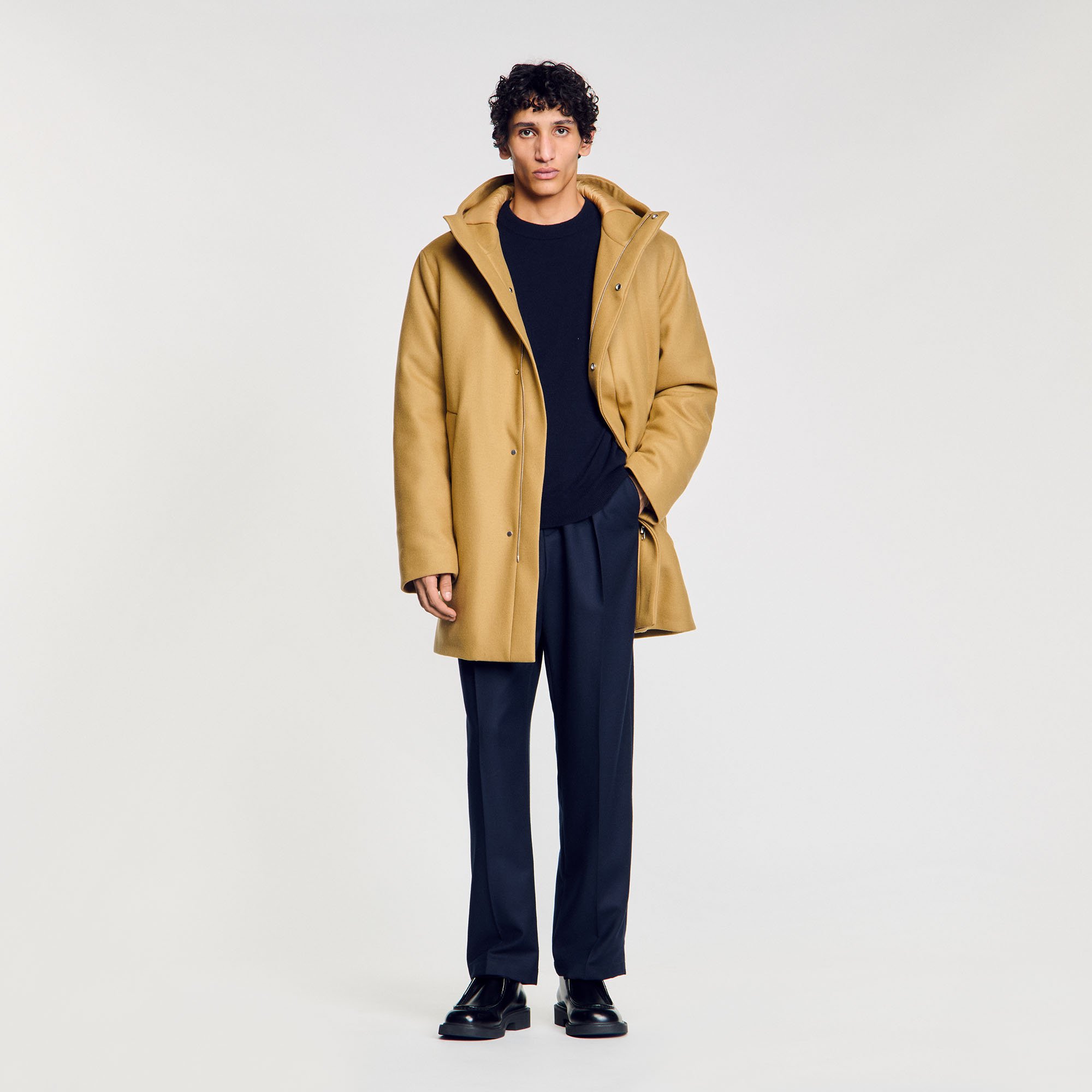 Hooded wool parka