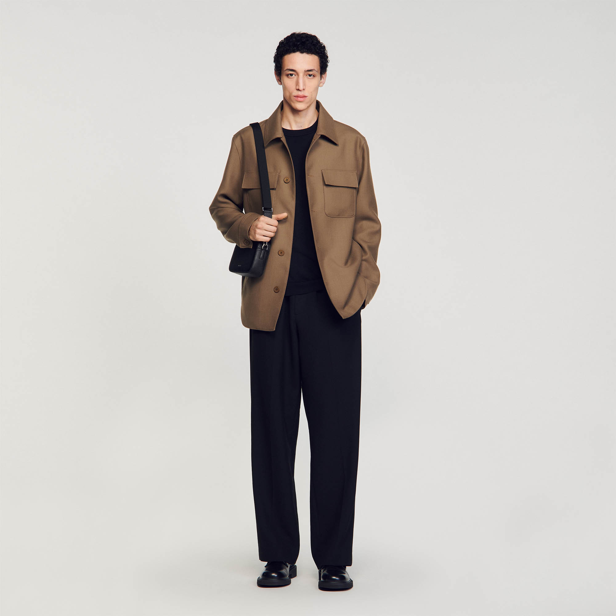 Sandro polyester Long-sleeved overshirt with buttons on the cuffs, a button fastening, and flap pockets on the chest